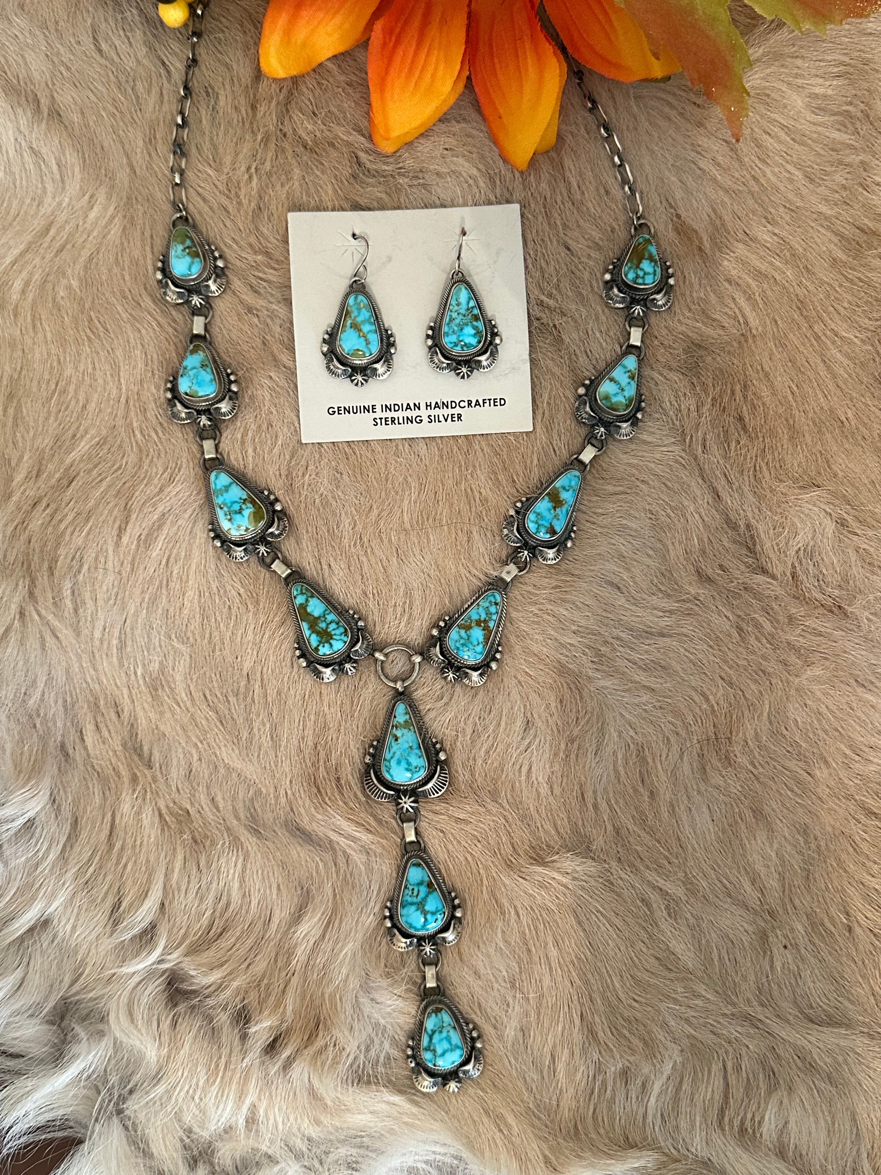 Randy Boyd High Grade Kingman Turquoise & Sterling Silver Necklace Set