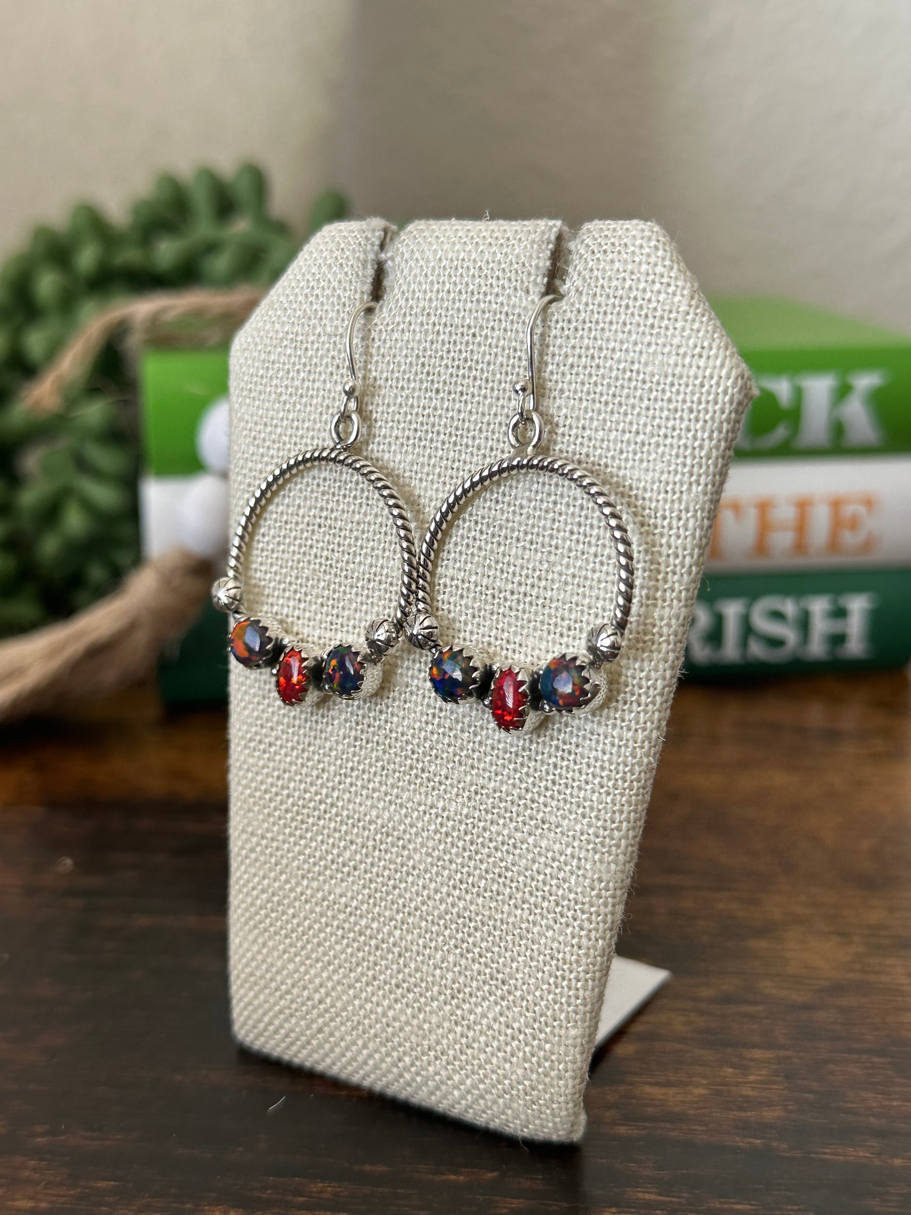 Southwest Handmade Opal & Sterling Silver Dangle Earrings