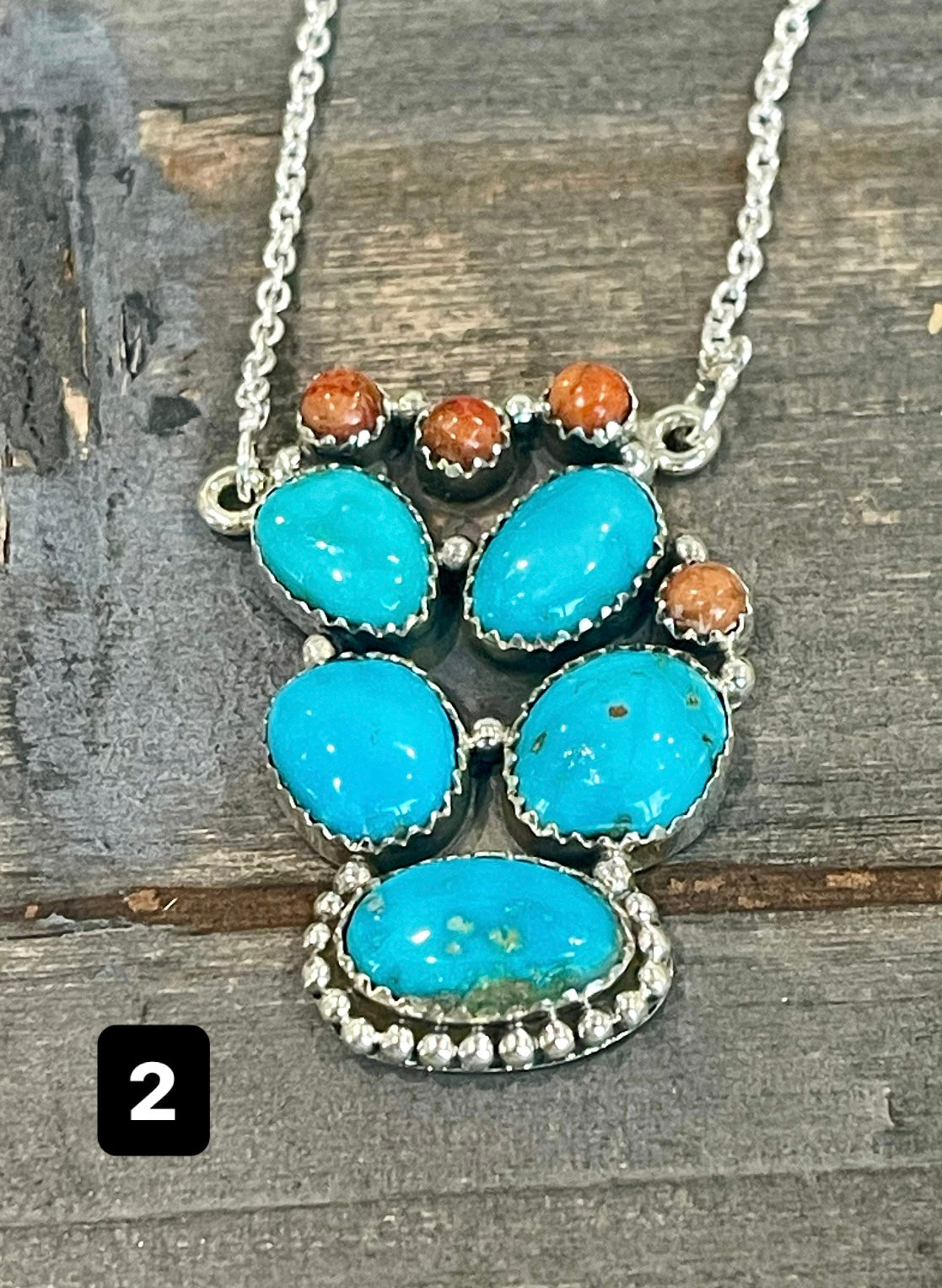 Southwest Handmade Sonoran Mountain Turquoise & Sterling Silver Cluster Necklace