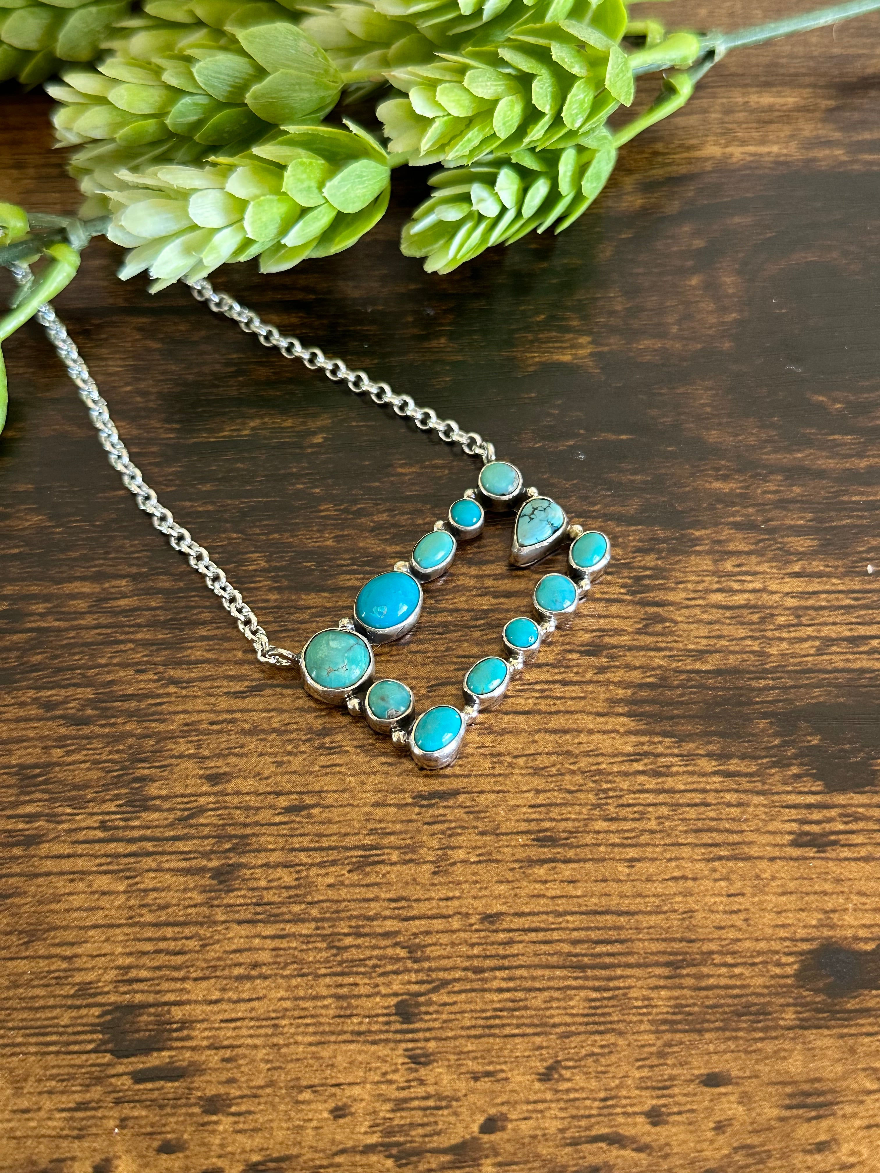 TTD “The Buckle” Kingman Turquoise & Sterling Silver Cluster Necklace