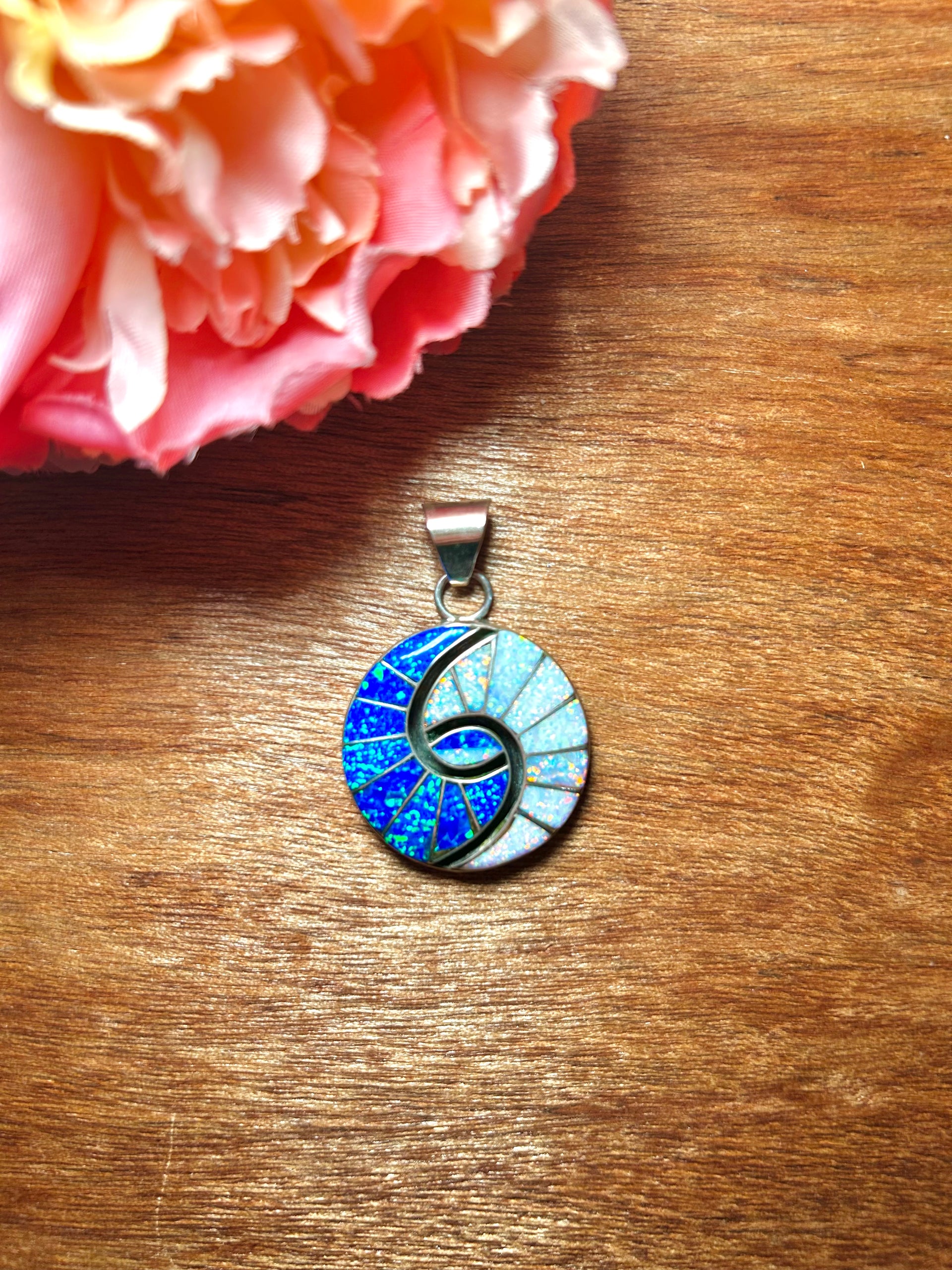 Zuni Made Opal & Sterling Silver Pendant