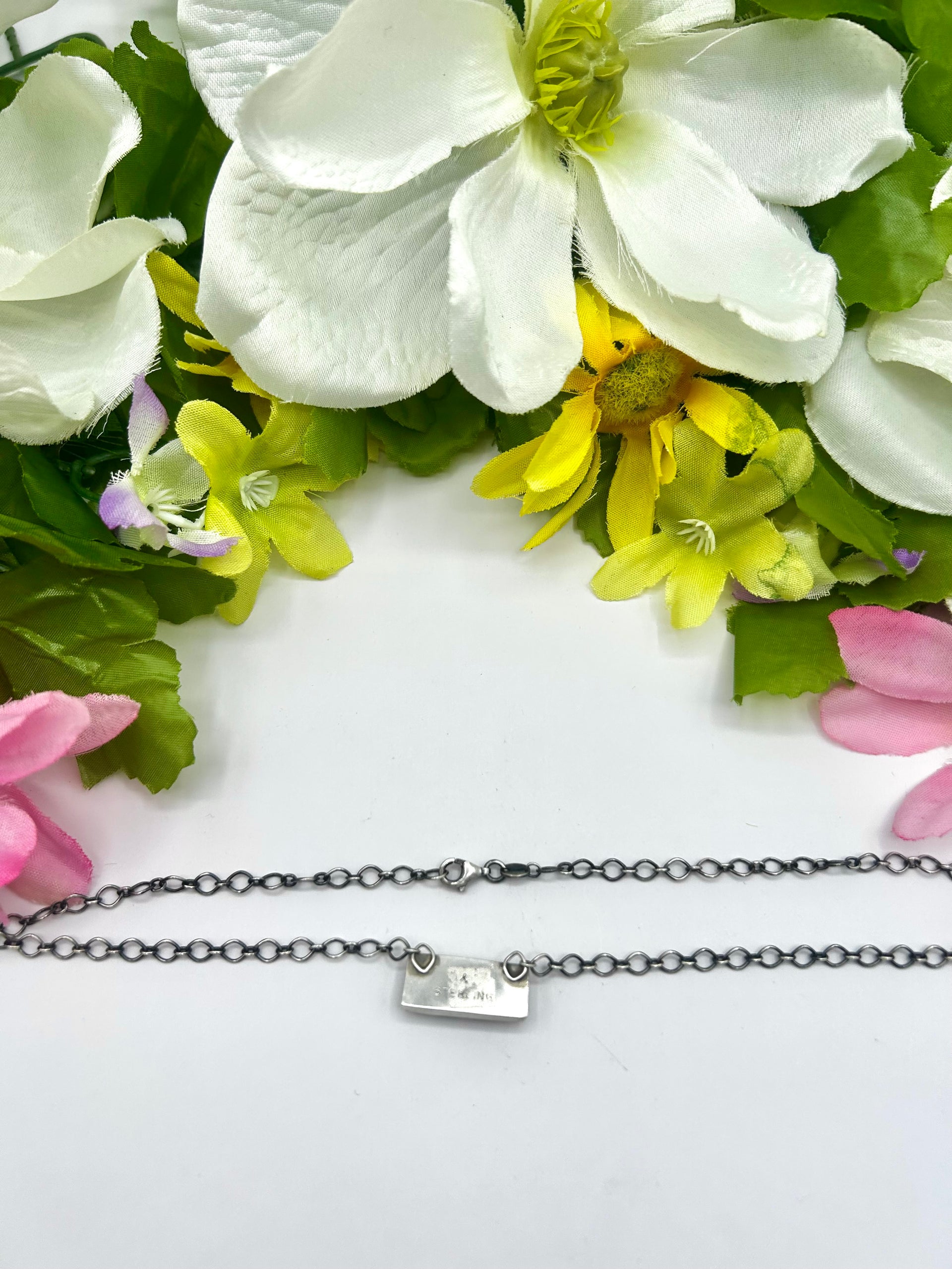 Navajo Made White Buffalo & Sterling Silver Necklace