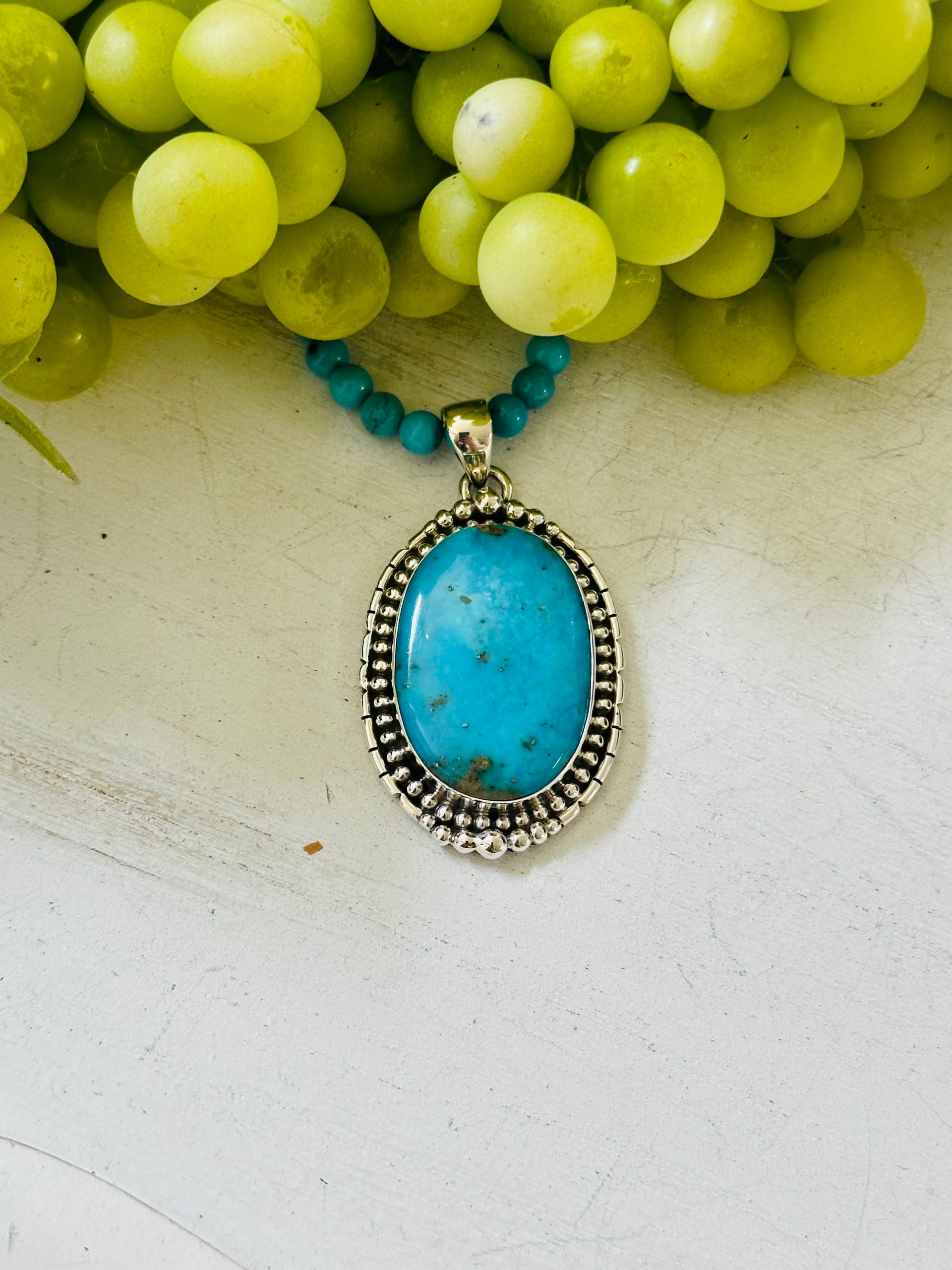 Southwest Handmade Blue Ridge Turquoise & Sterling Silver Pendant