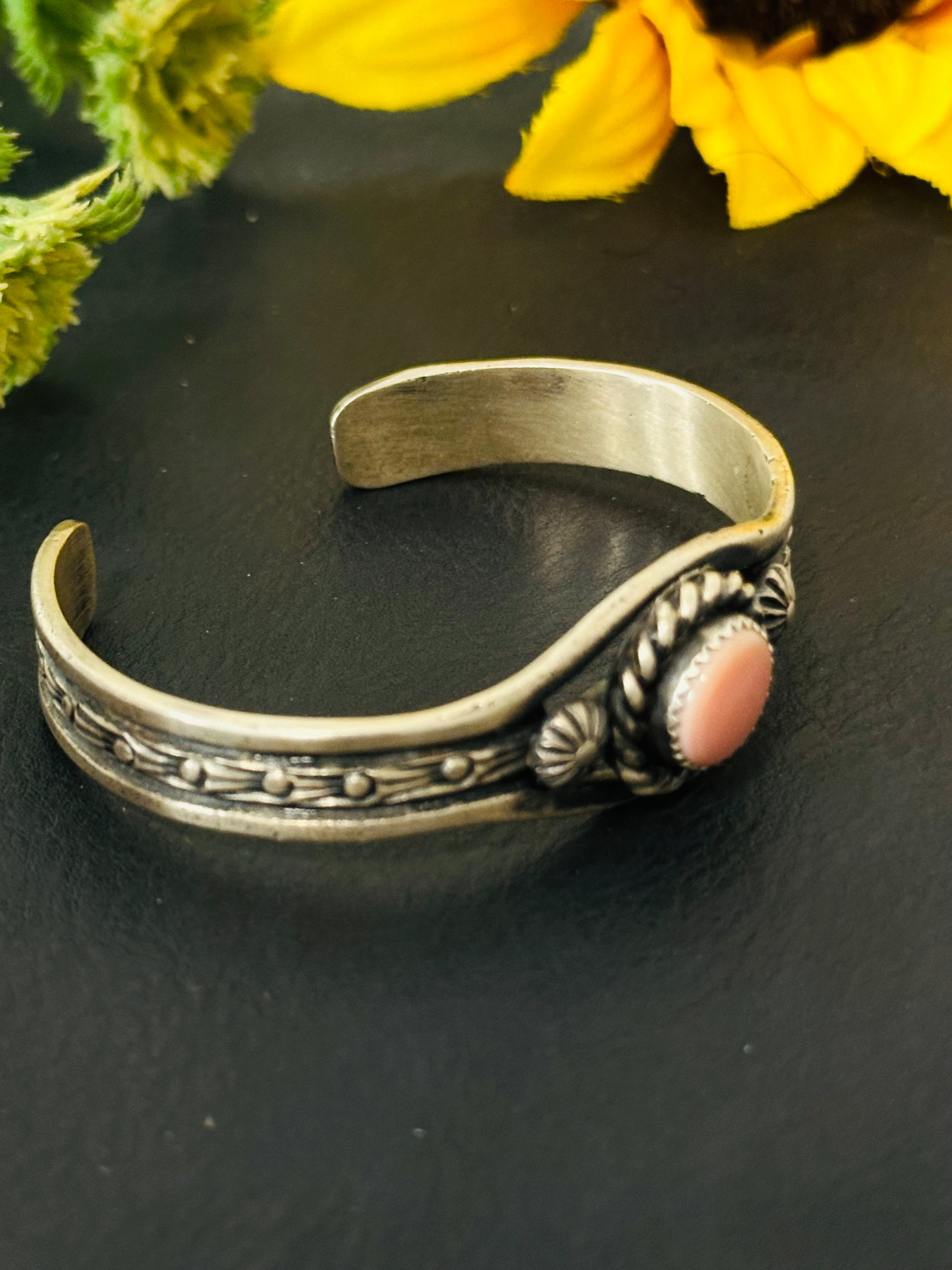 Kindale Billah Pink Conch & Sterling Silver Cuff Bracelet