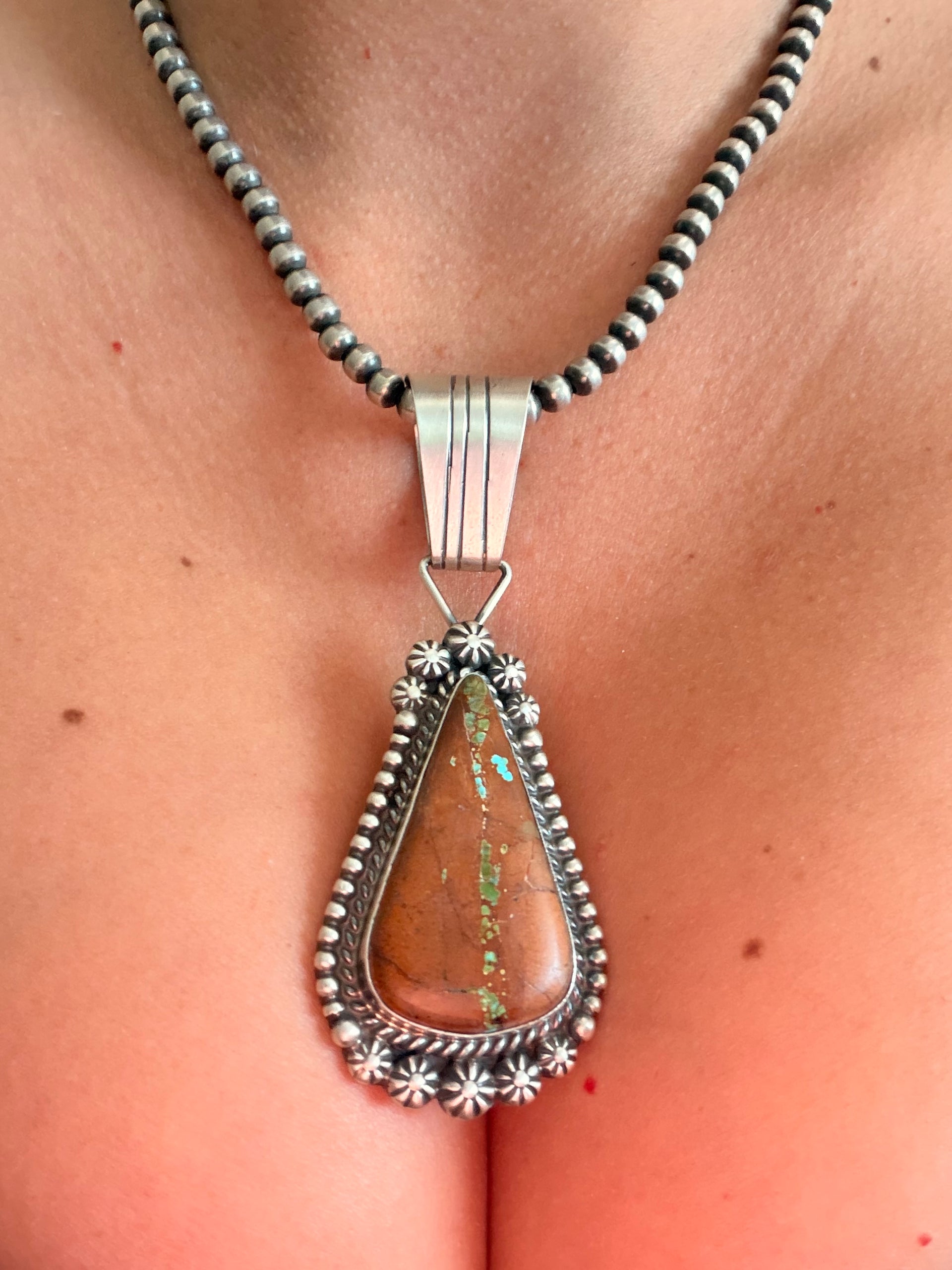 Alfred Martinez Ribbon Royston Turquoise & Sterling Silver Pendant