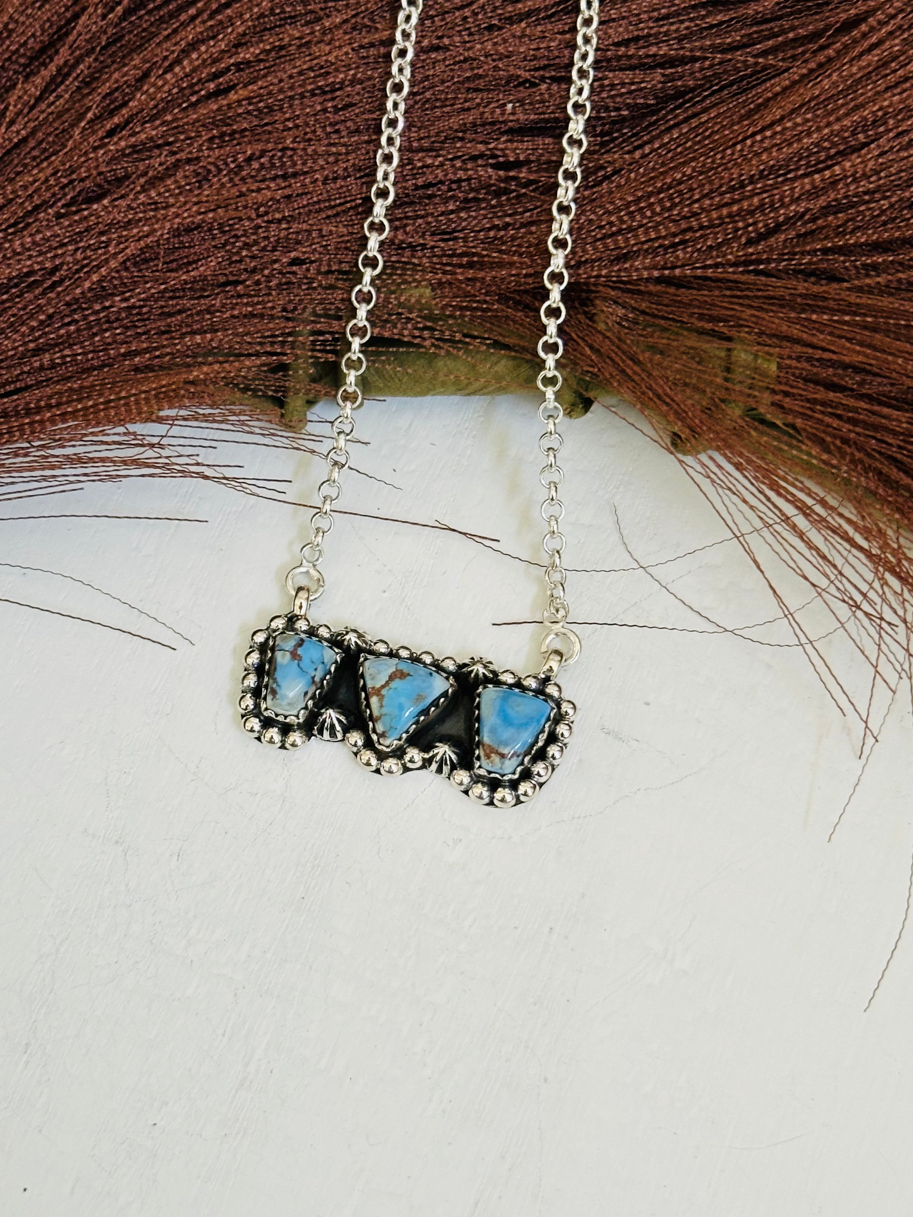 TTD “Array” Golden Hills Turquoise & Sterling Silver Necklace