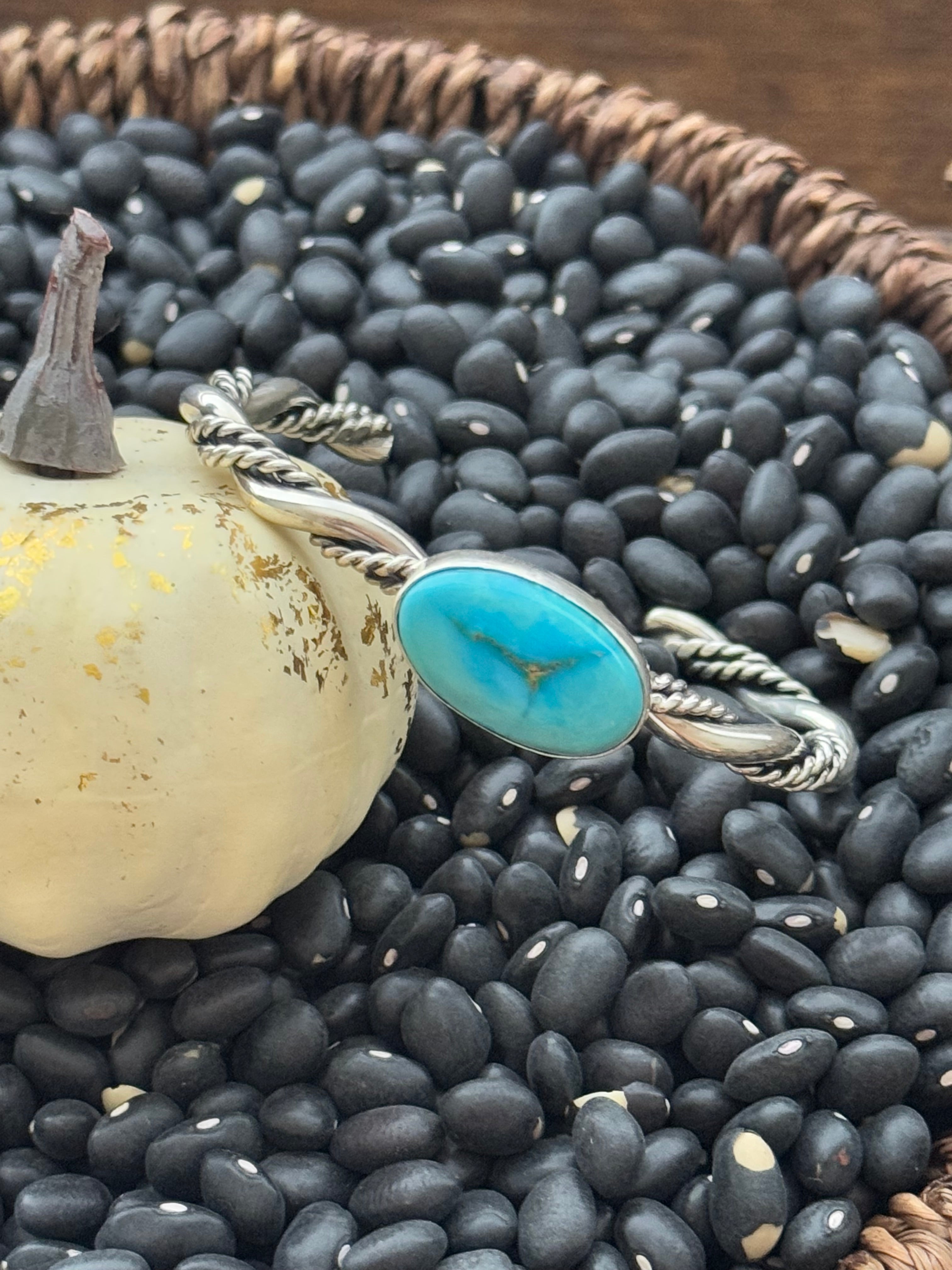 Navajo Made Sonoran Mountain Turquoise & Sterling Silver Cuff Bracelet