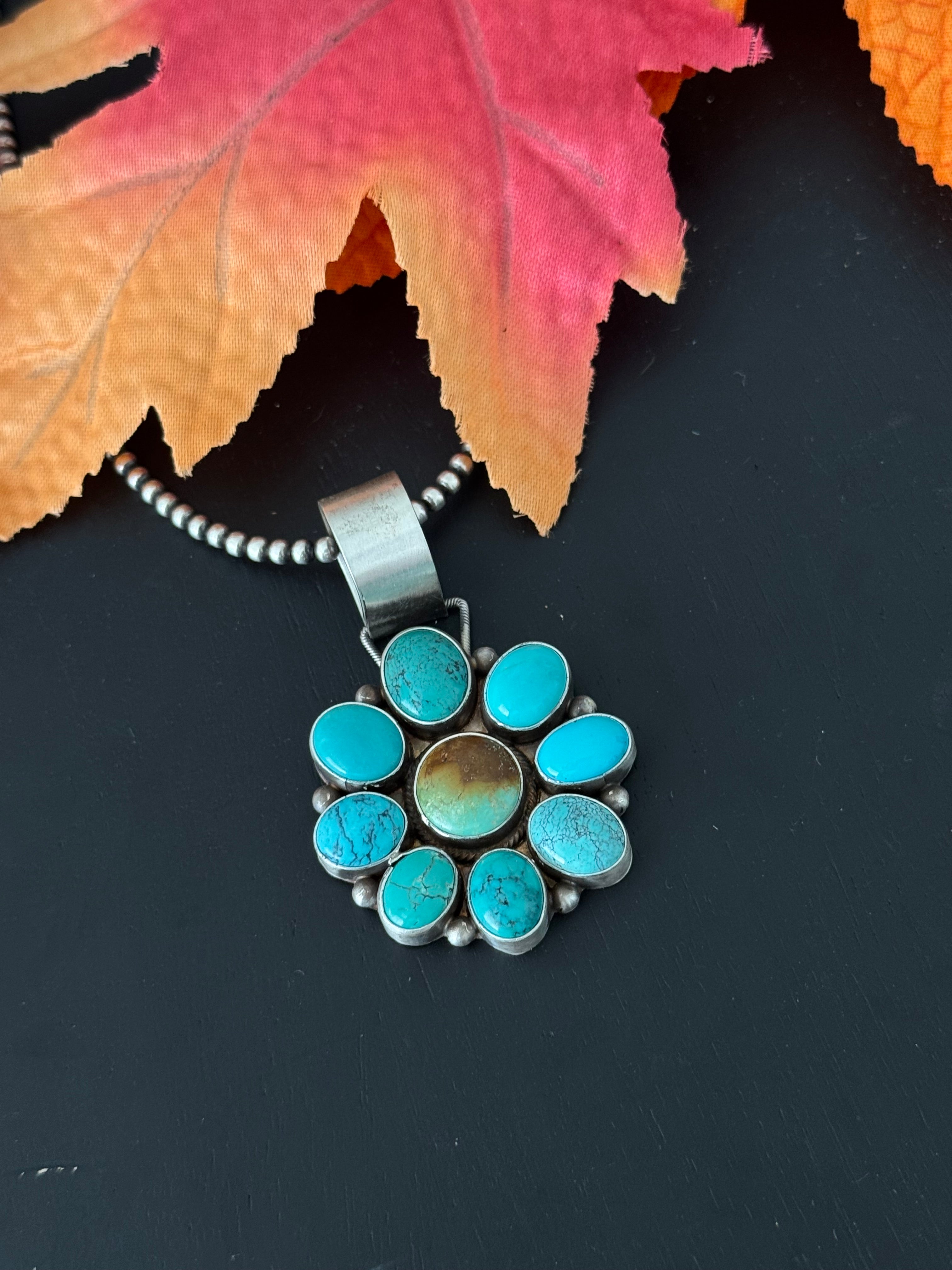 Timothy Yazzie Mixed Turquoise & Sterling Silver Pendant