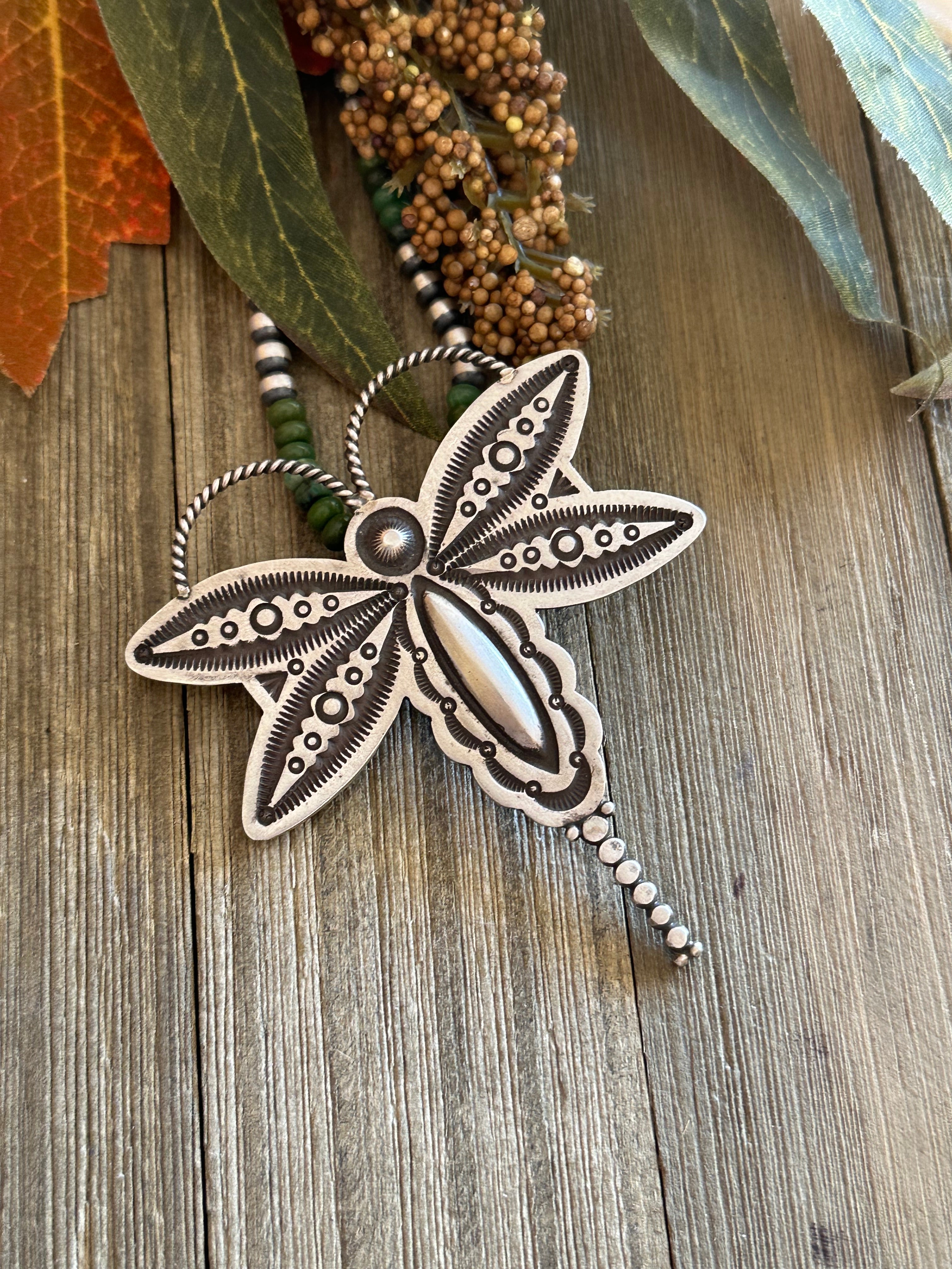 Navajo Made & Sterling Silver Dragonfly Pendant/Pin