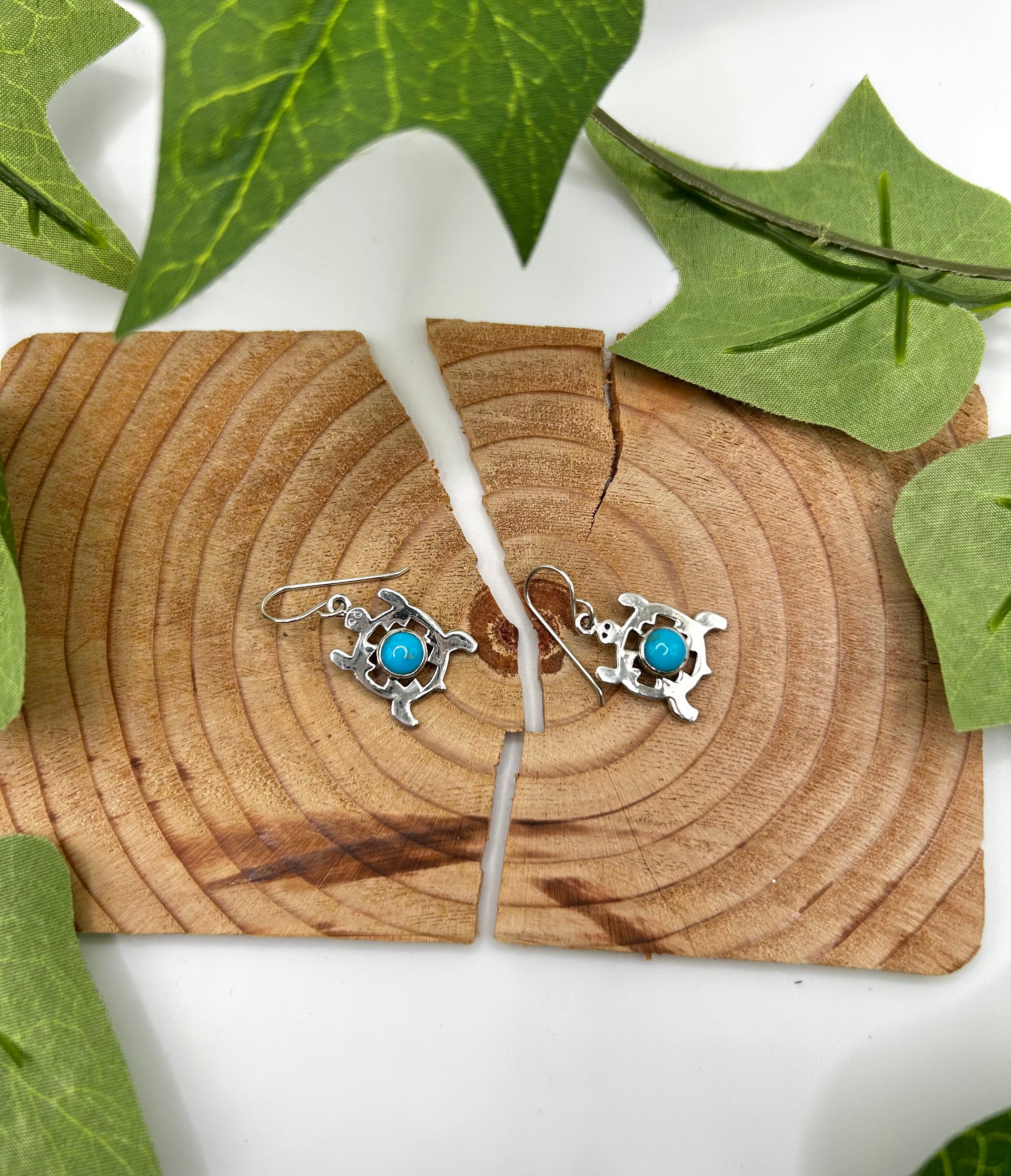Navajo Made Kingman Turquoise & Sterling Silver Hook Dangle Earrings