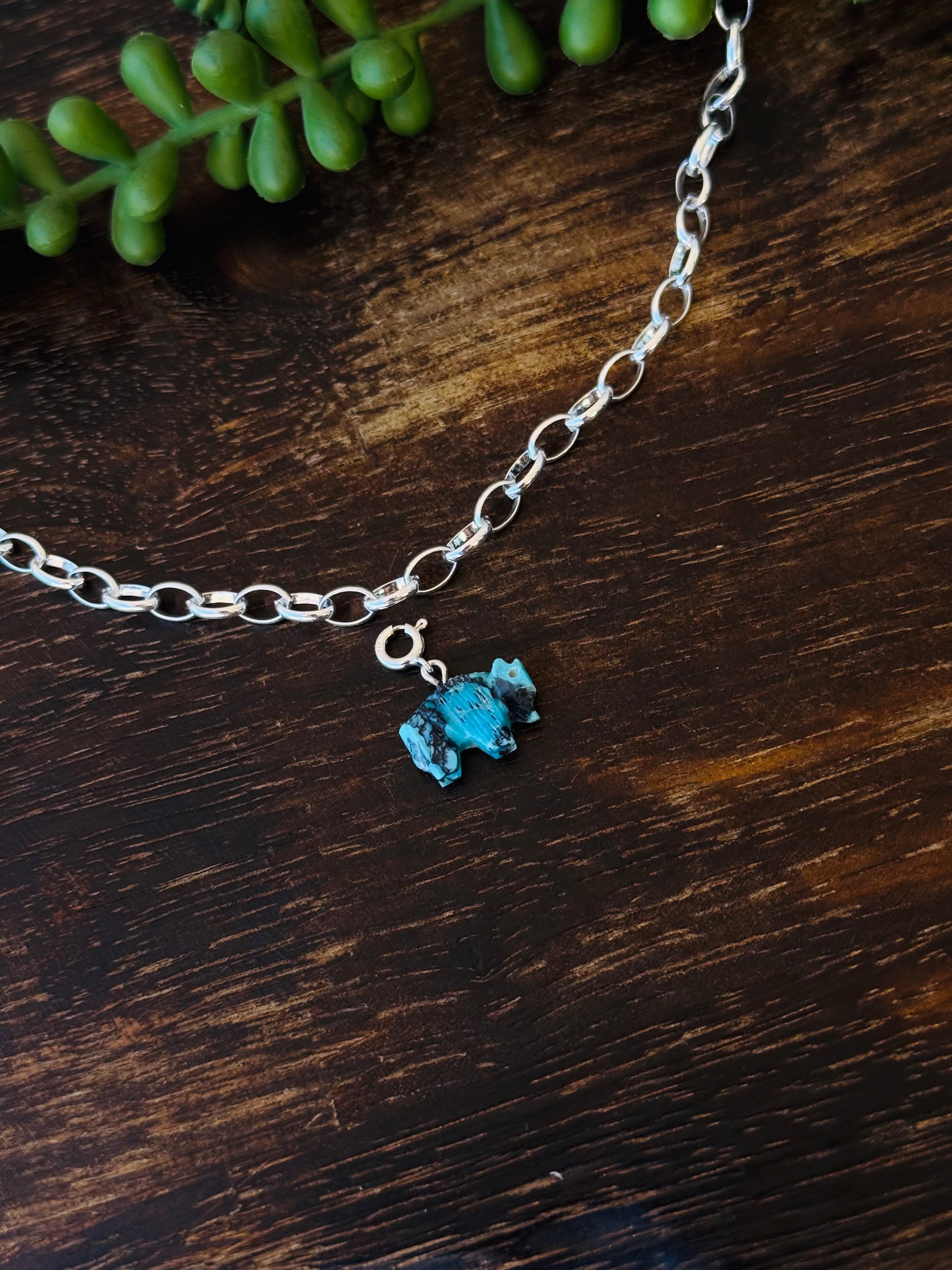 Navajo Made Mohave Turquoise & Sterling Silver Buffalo Charms