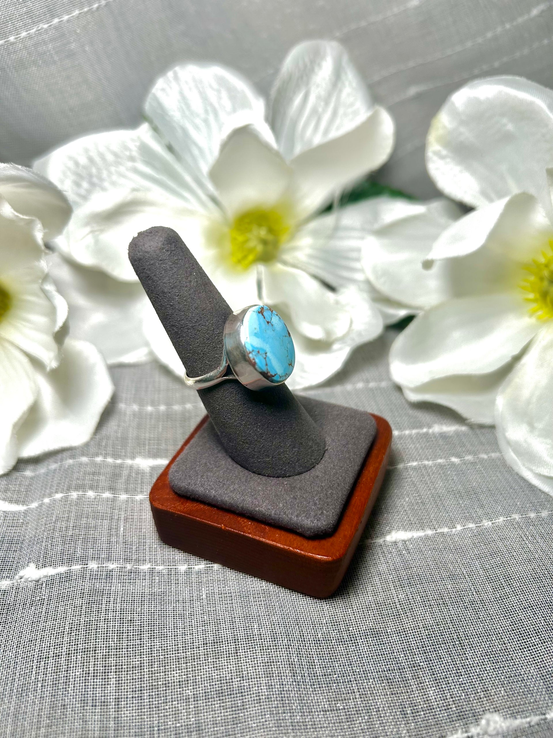 Carlos Francisco Golden Hill  Turquoise & Sterling Silver Ring Size 7