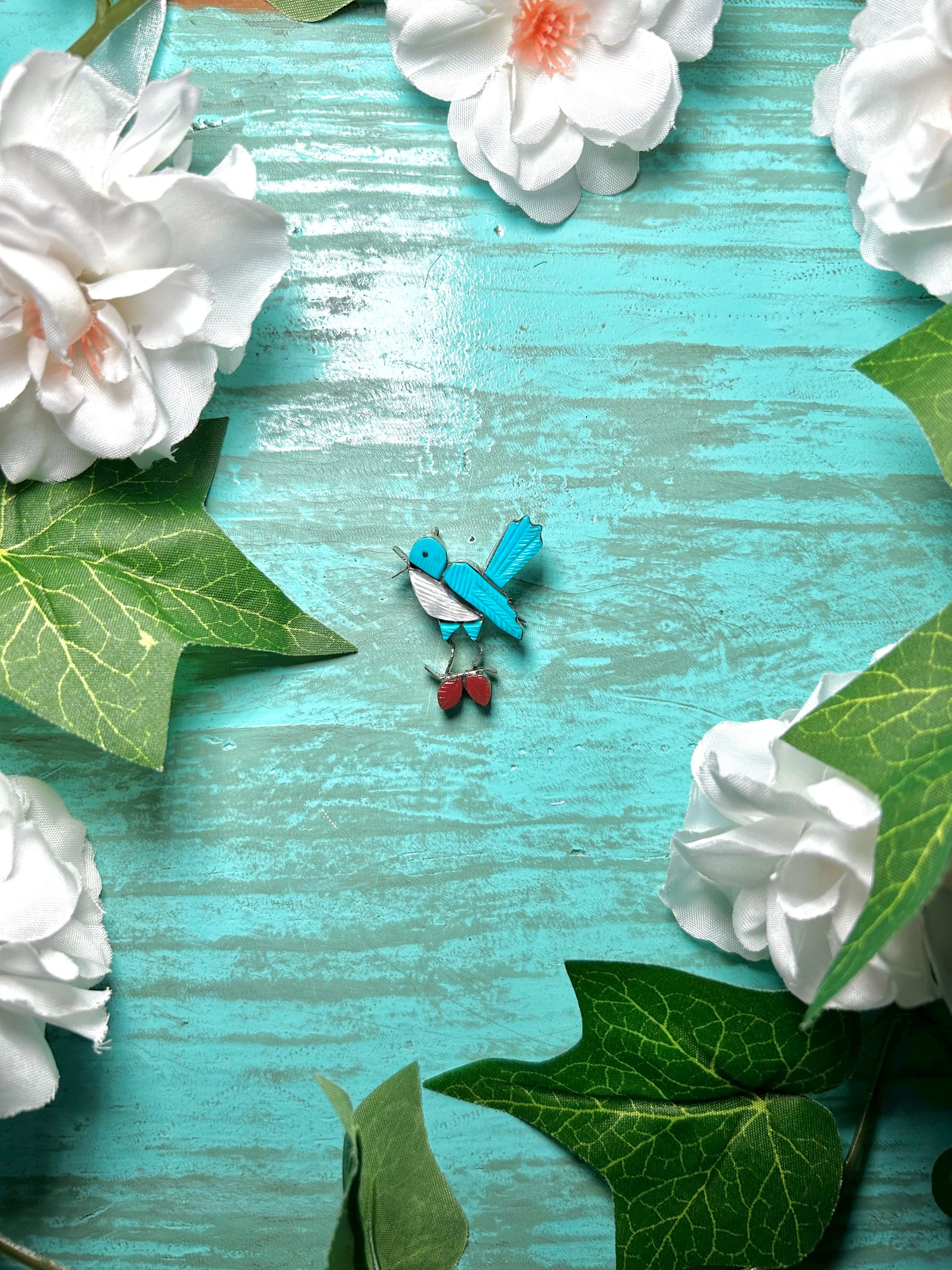 Zuni Made Multi Stone Inlay & Sterling Silver Pendant/Pin