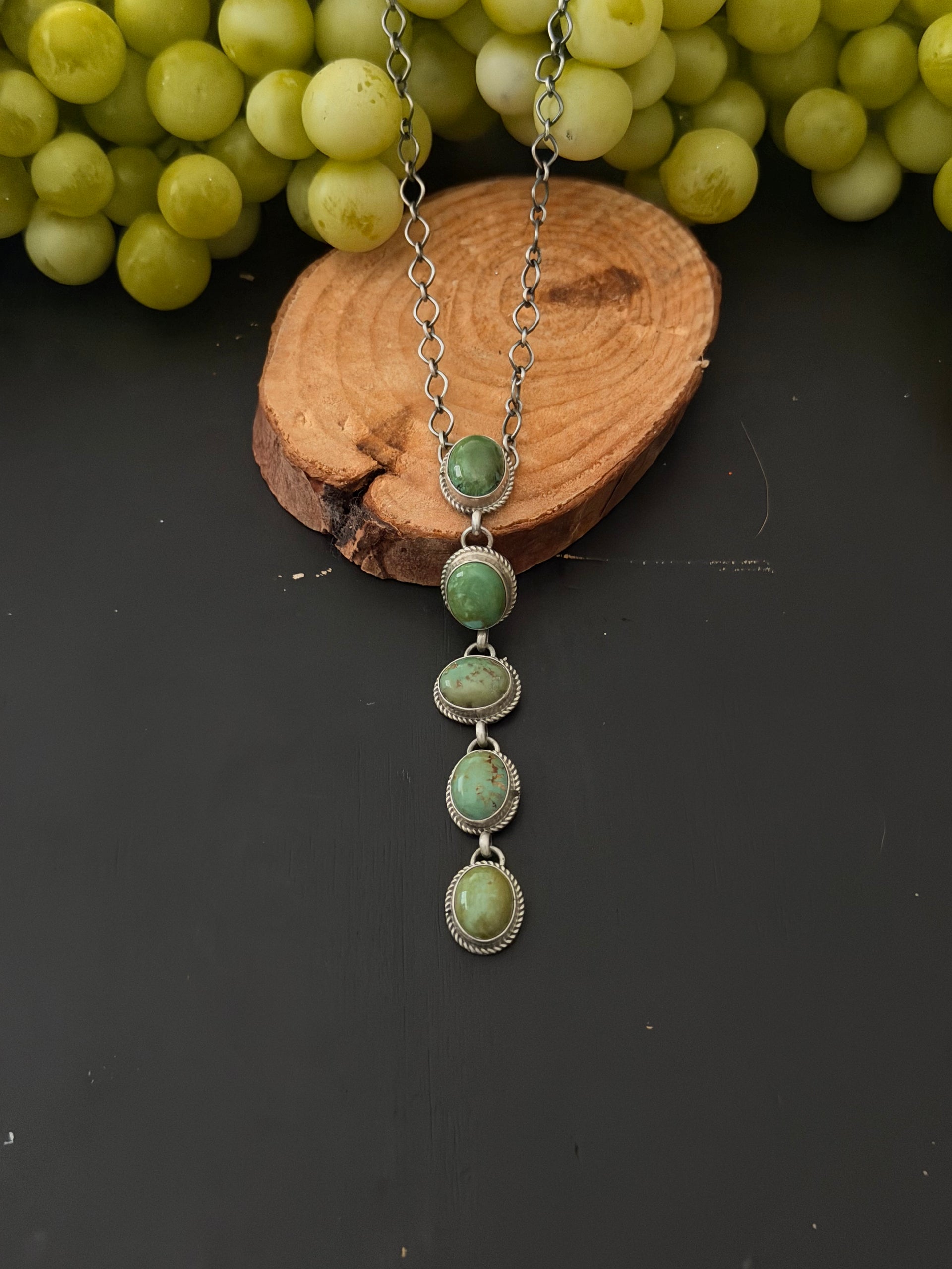 Navajo Made Sonoran Gold Turquoise & Sterling Silver Necklace