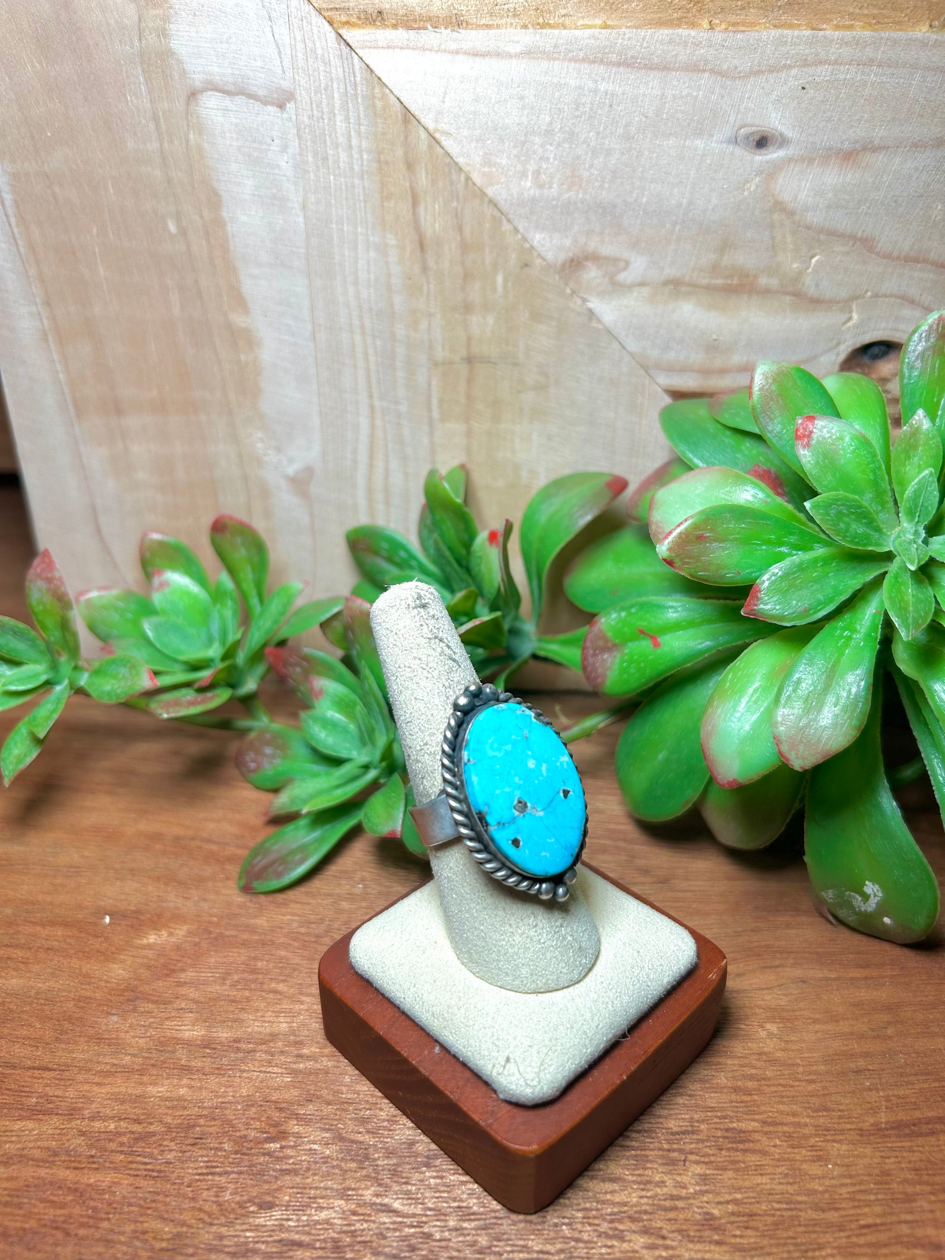 Zachariah David Blue Bird Turquoise & Sterling Silver Adjustable Ring