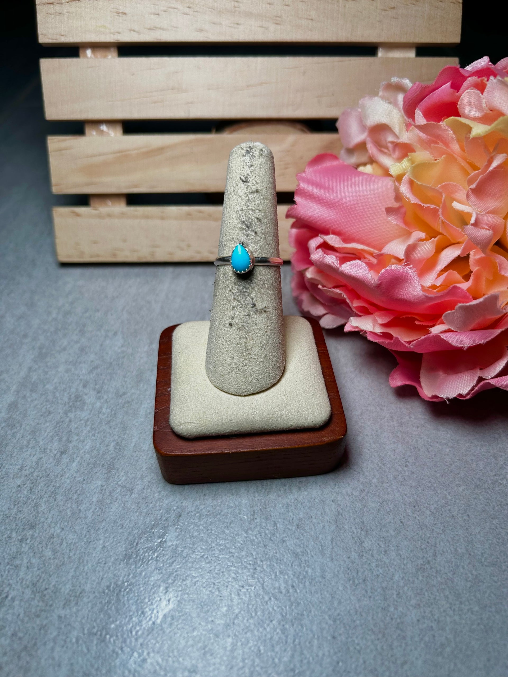 Navajo Made Sleeping Beauty Turquoise & Sterling Silver Ring