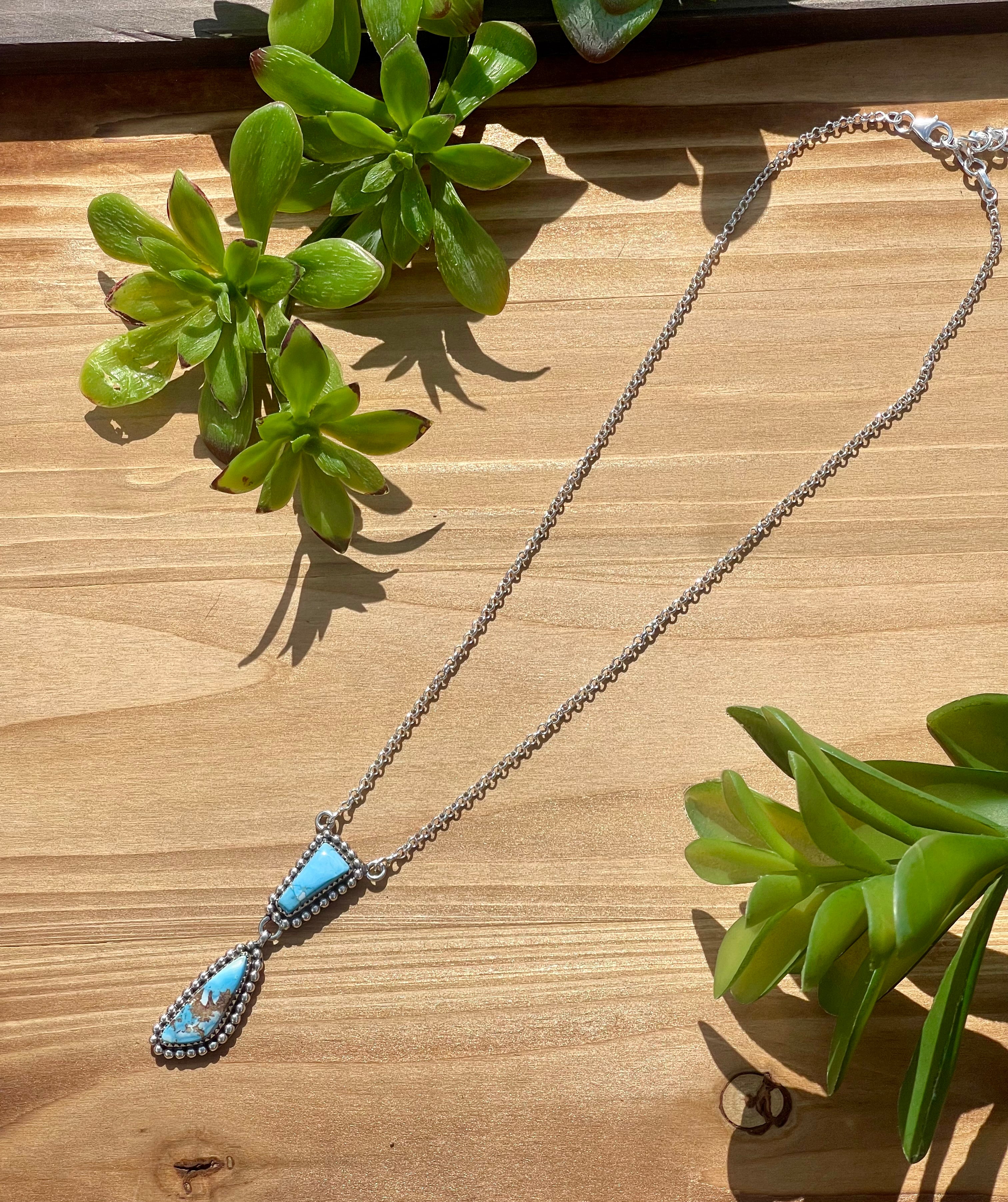 Southwest Handmade Golden Hills Turquoise & Sterling Silver Necklace