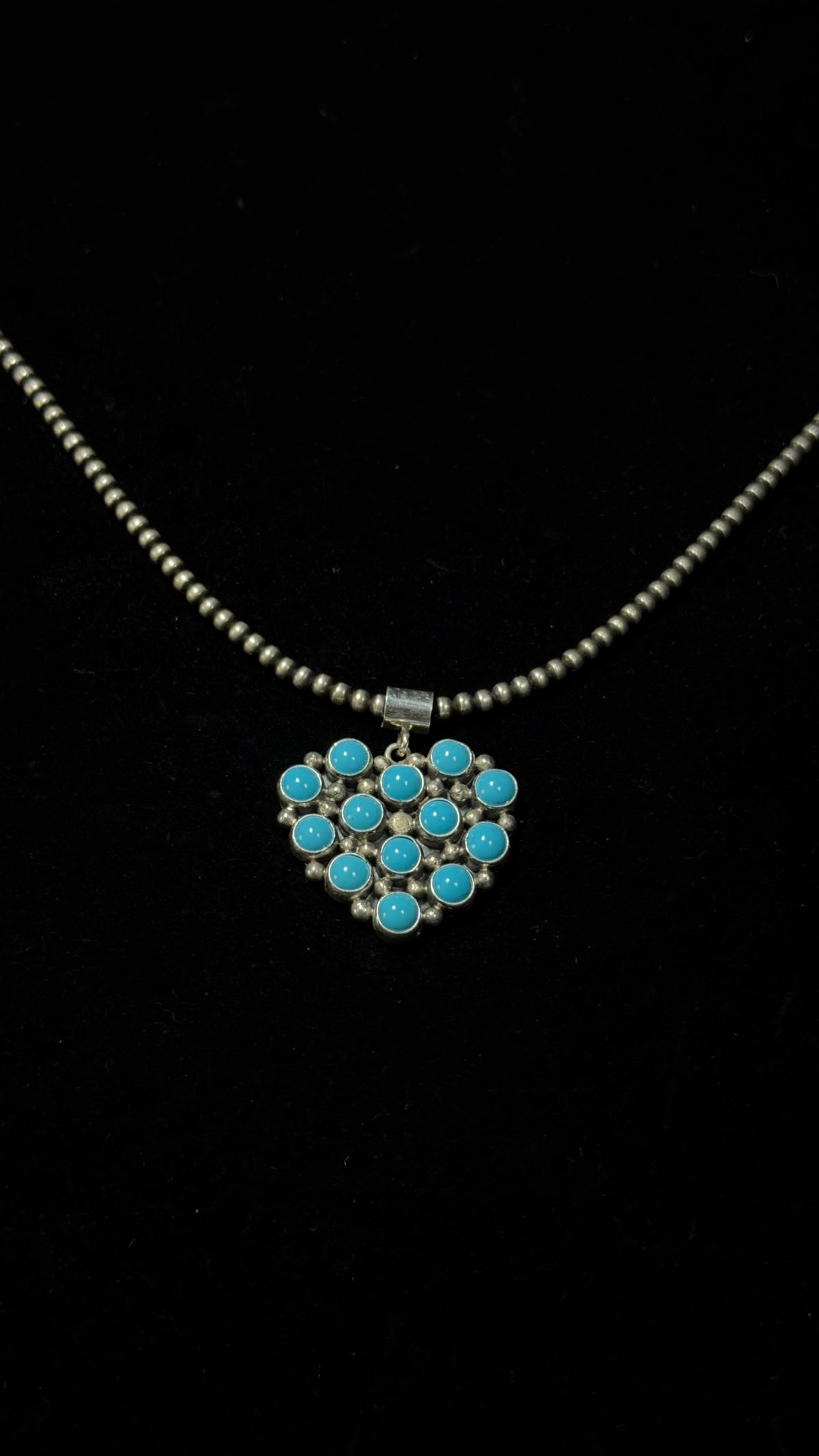 Martín Perry Kingman Turquoise & Sterling Silver Heart Cluster Pendant
