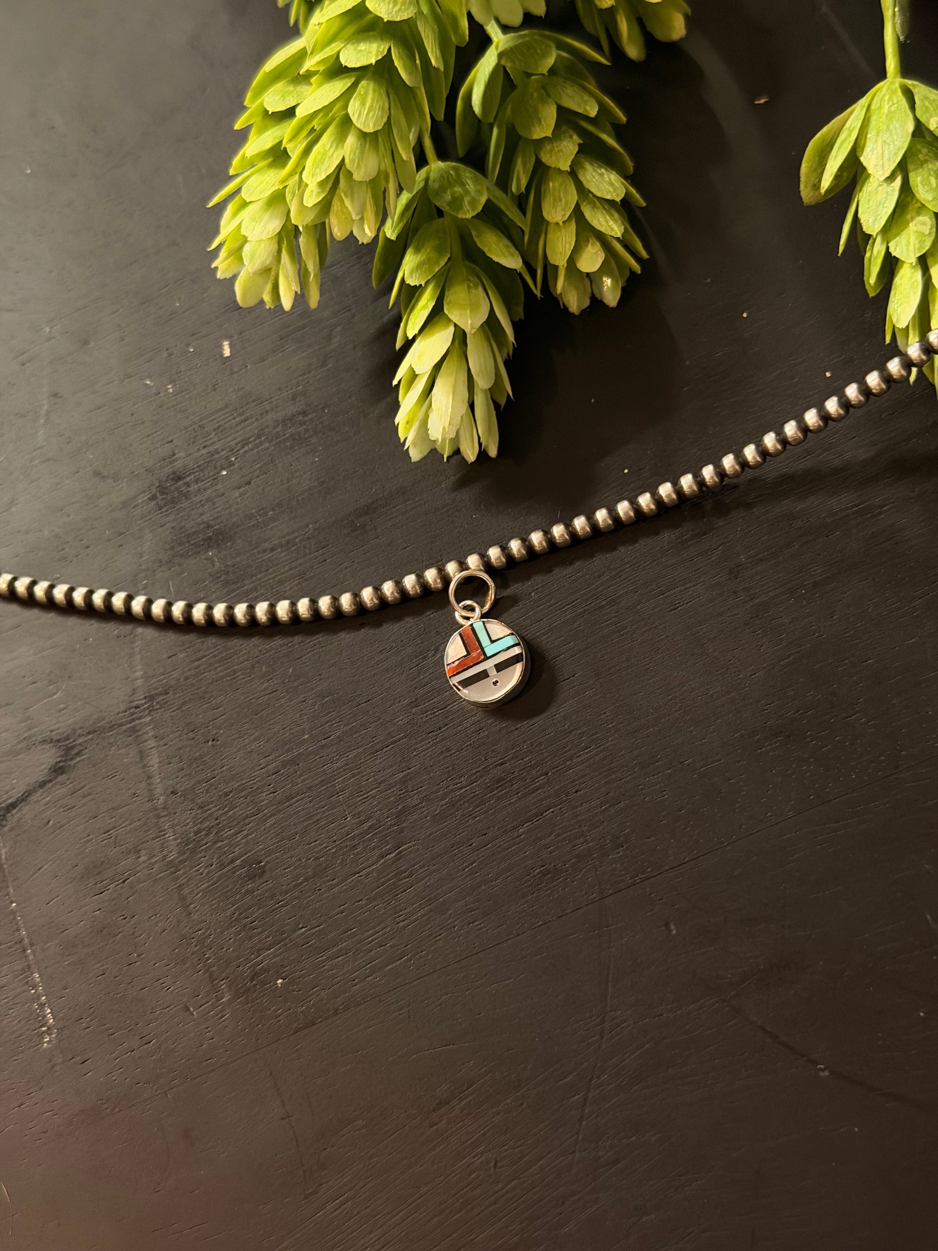 Zuni Made Multi Stone & Sterling Silver Sunface Pendant