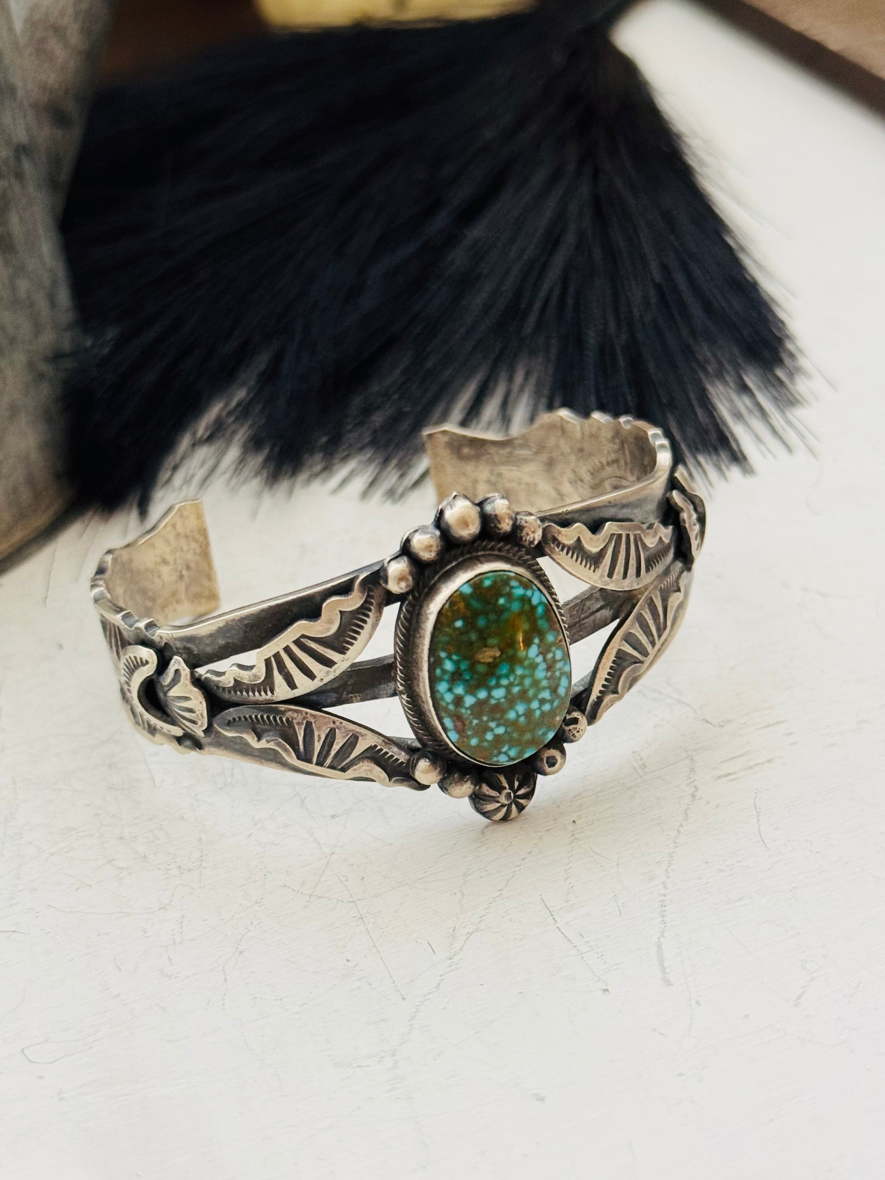 Gilbert Tom Birdseye Kingman Turquoise & Sterling Silver Cuff Bracelet