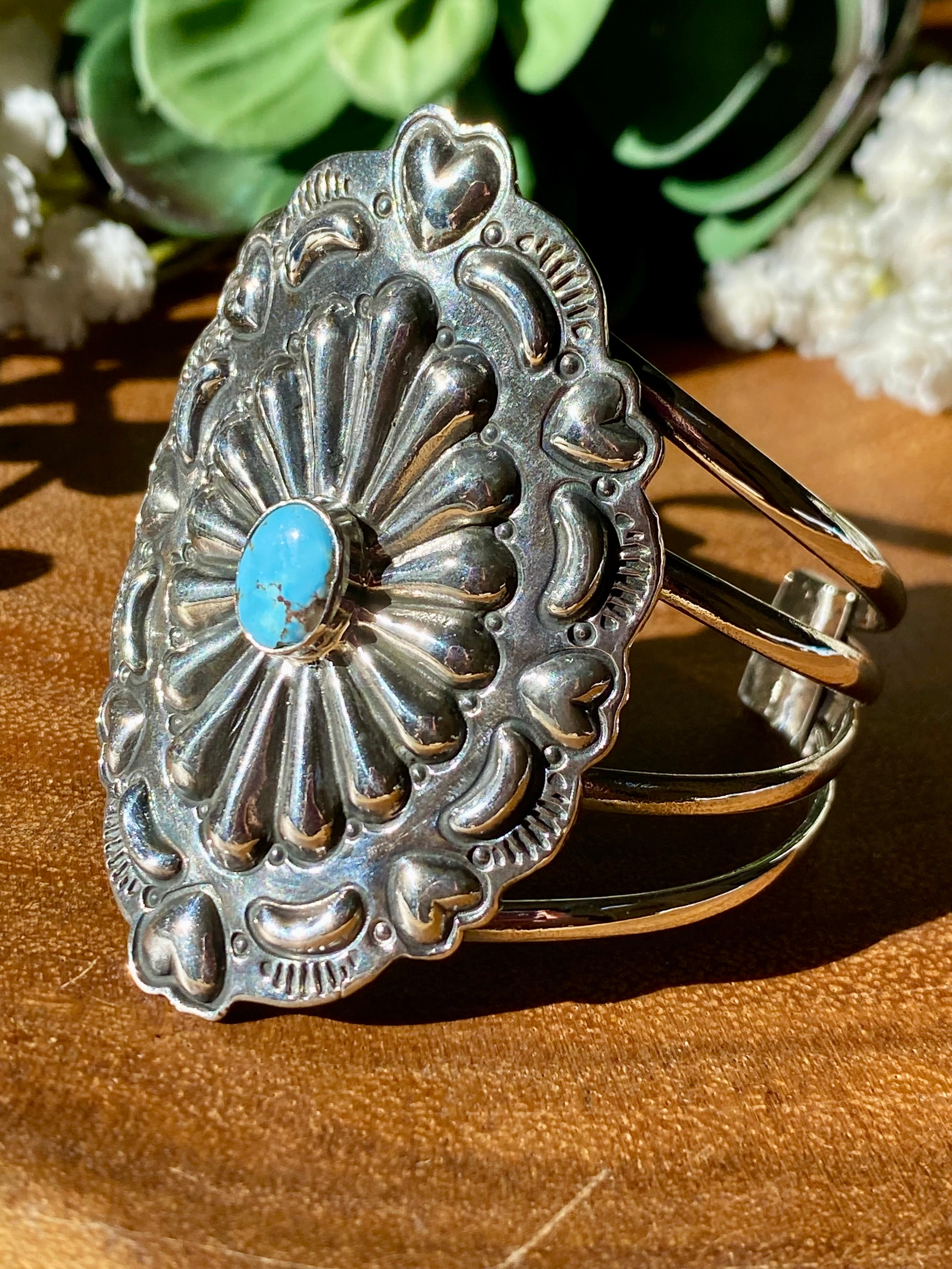 Southwest Handmade Golden Hills Turquoise & Sterling Silver Cuff Bracelet