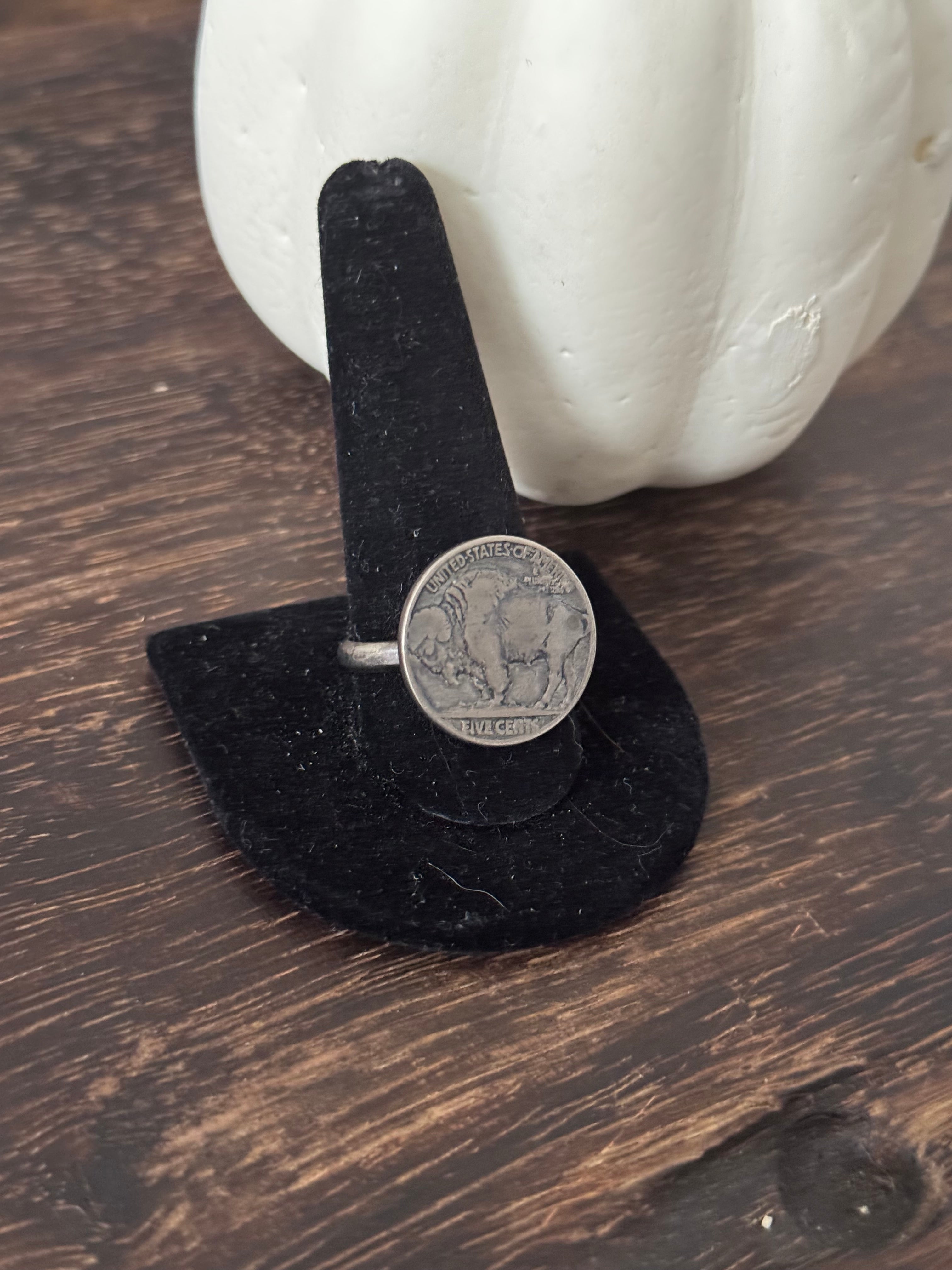 Navajo Made Sterling Silver Nickle Coin Ring Size 11.5