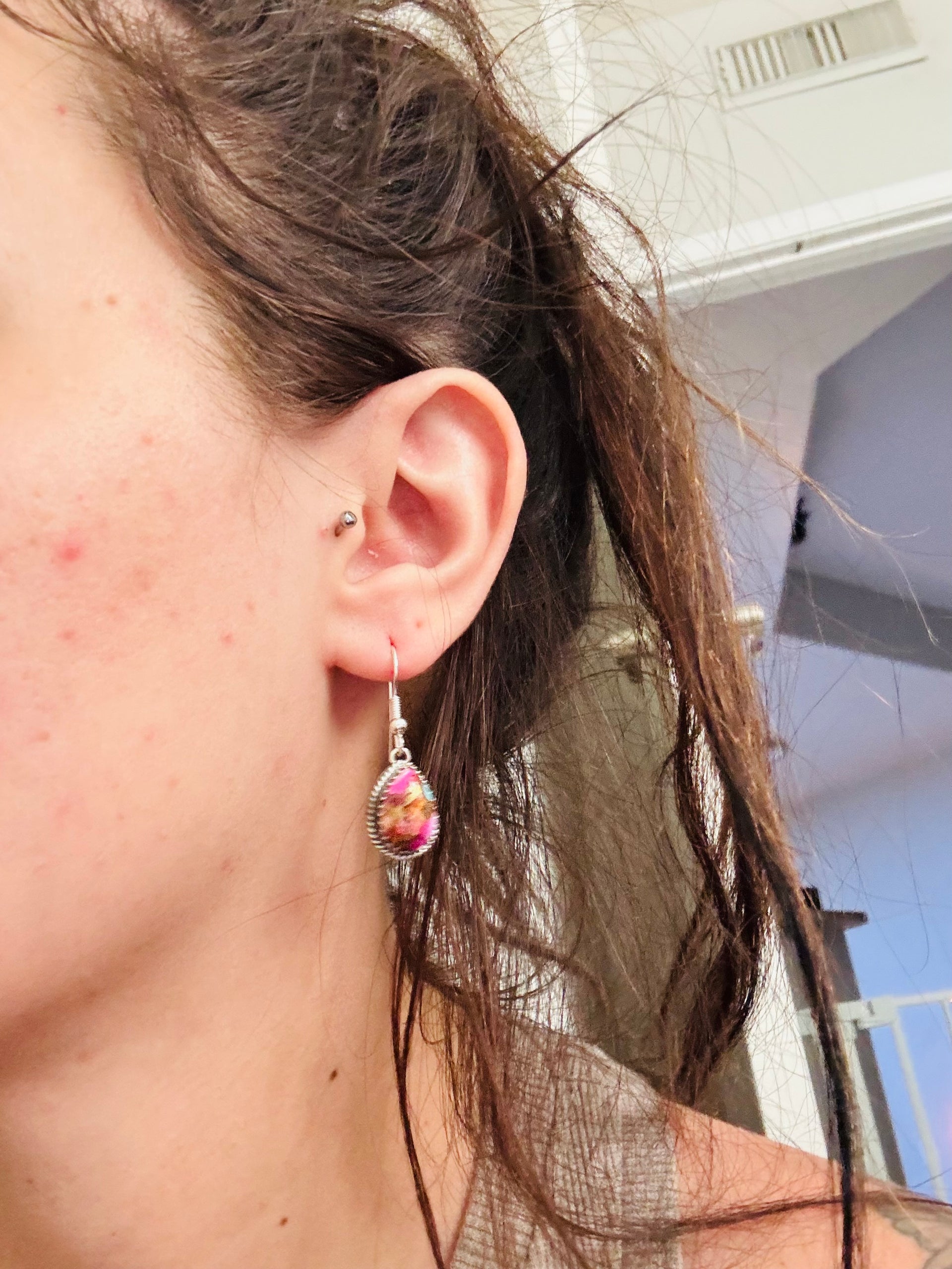 Trish Largo Mohave Turquoise & Sterling Silver Dangle Earrings