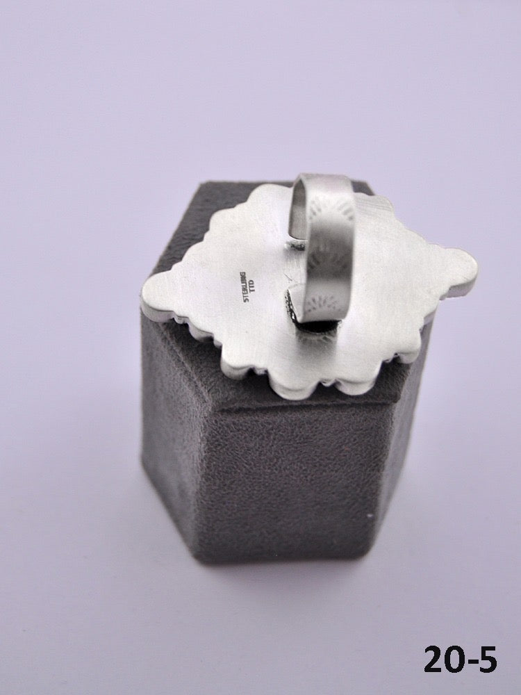 Southwest Made Multi Stone & Sterling Sliver Cluster Adjustable Ring