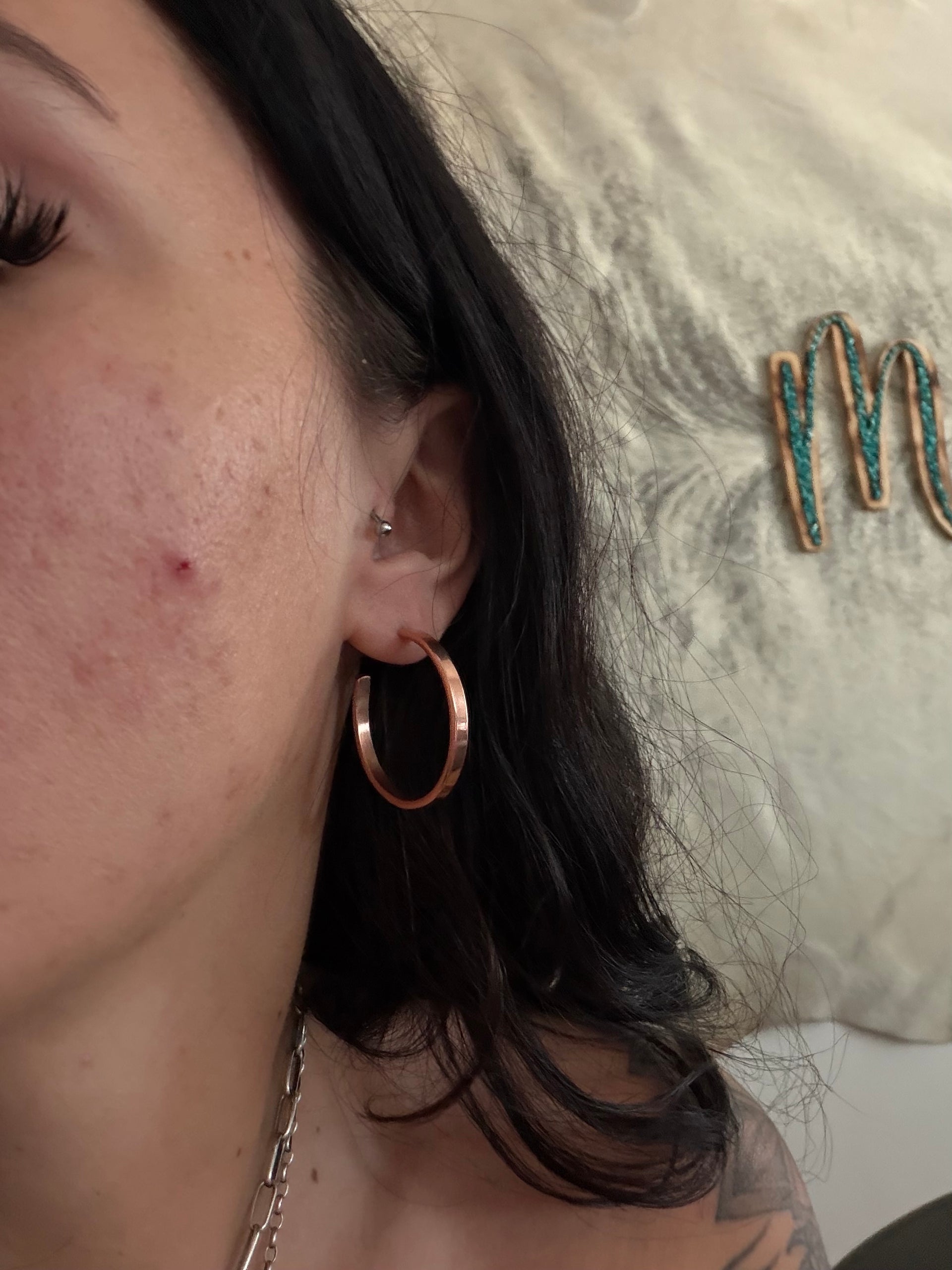 Navajo Made Copper Dangle Hoop Earrings