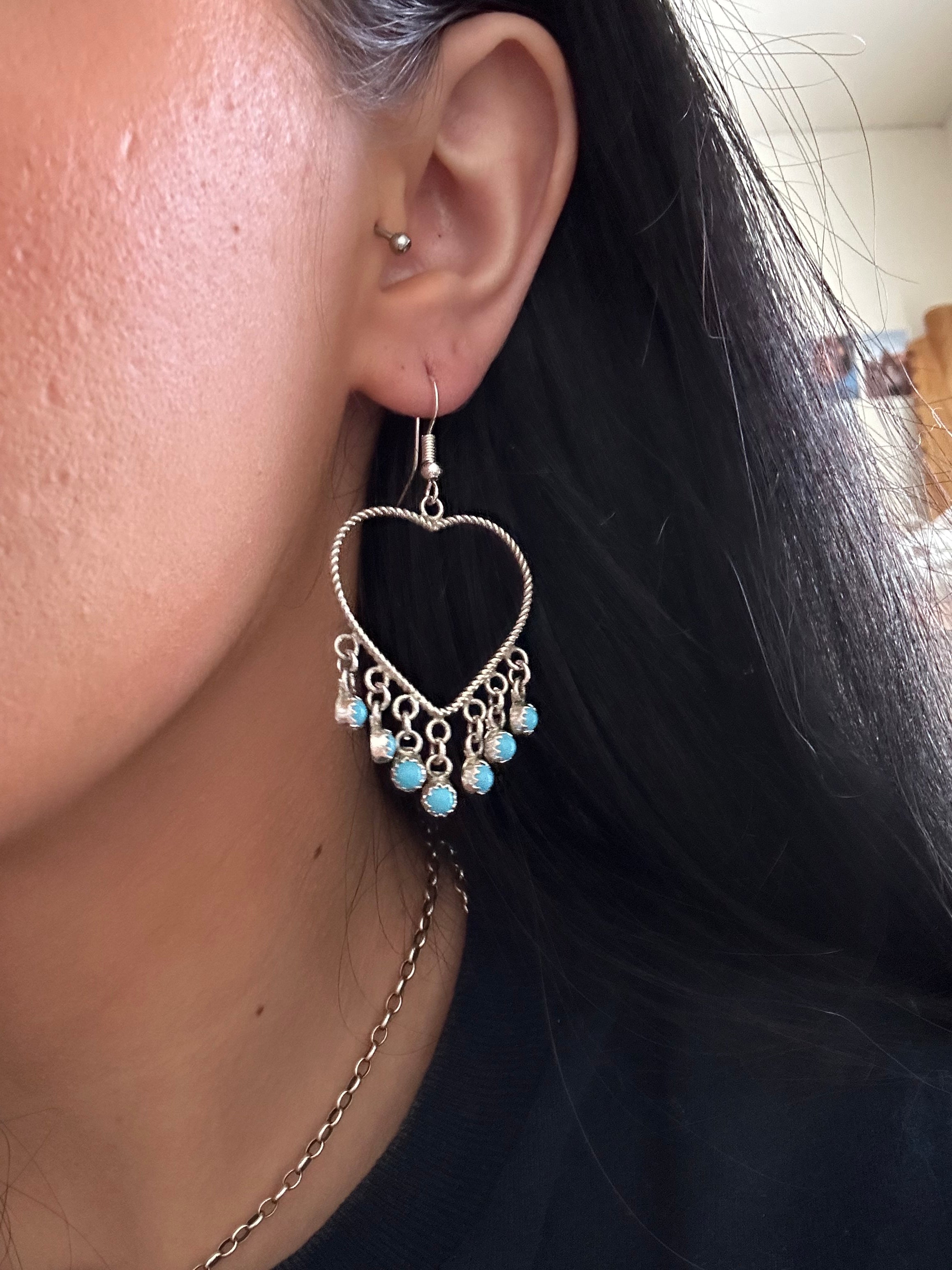 Sylvia Chee Turquoise & Sterling Silver Heart Heart Earrings