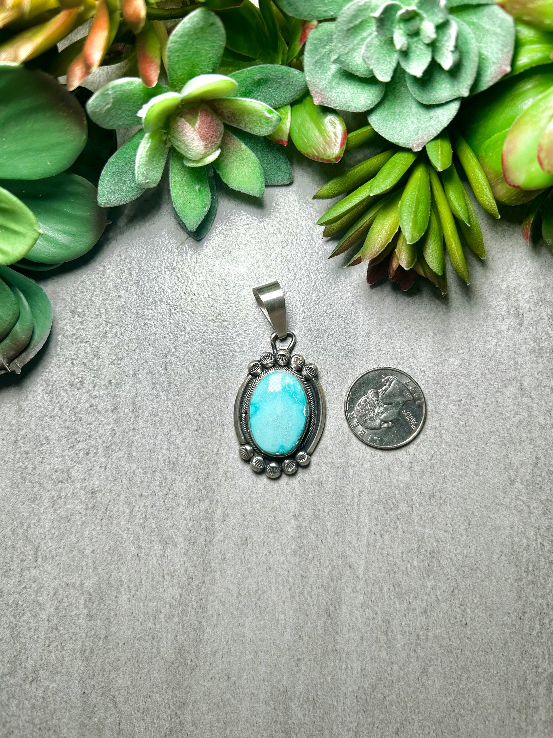 Navajo Made Royston Turquoise & Sterling Silver Pendant
