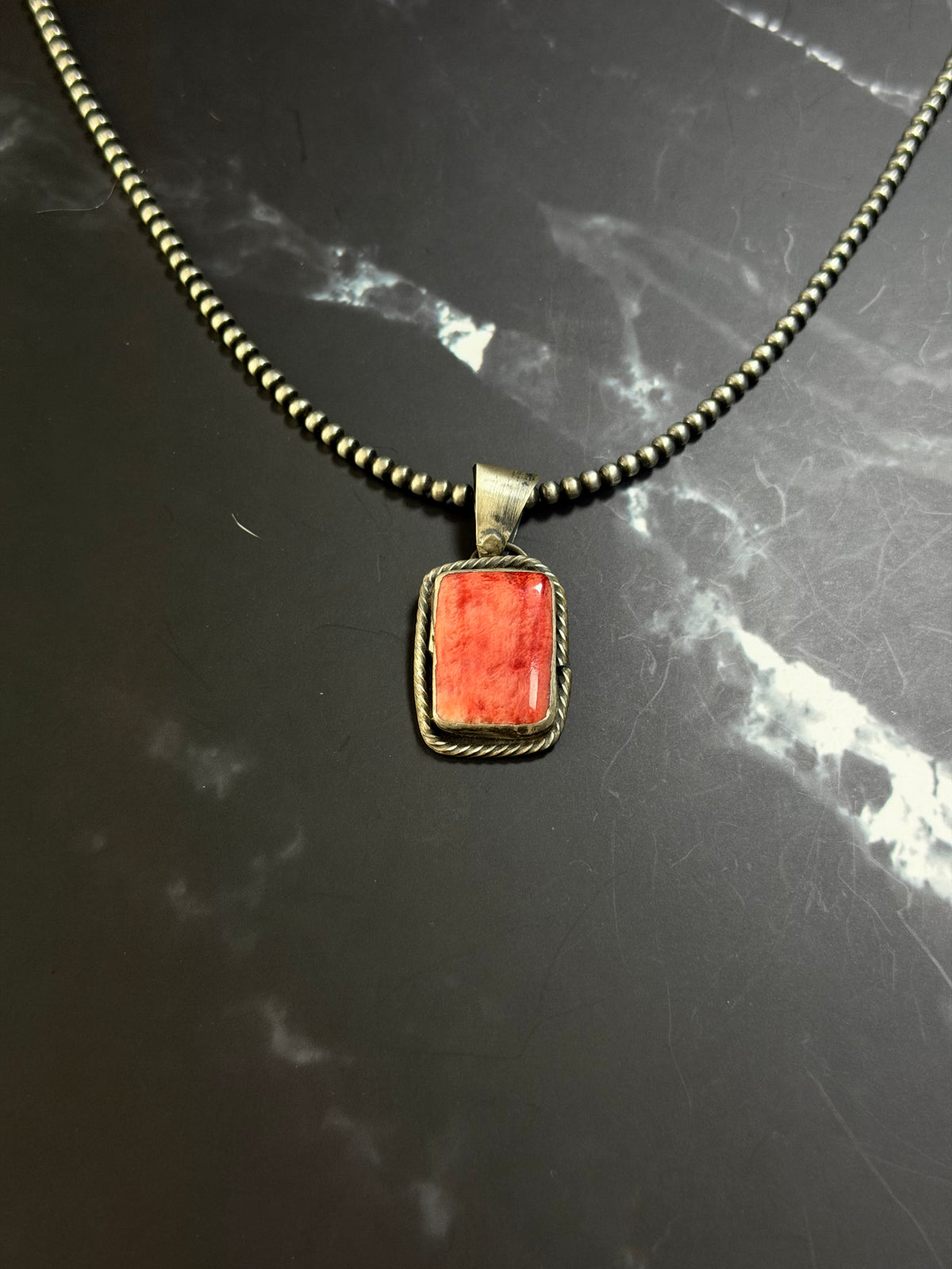 Navajo Made Spiny Oys & Sterling Silver Pendant