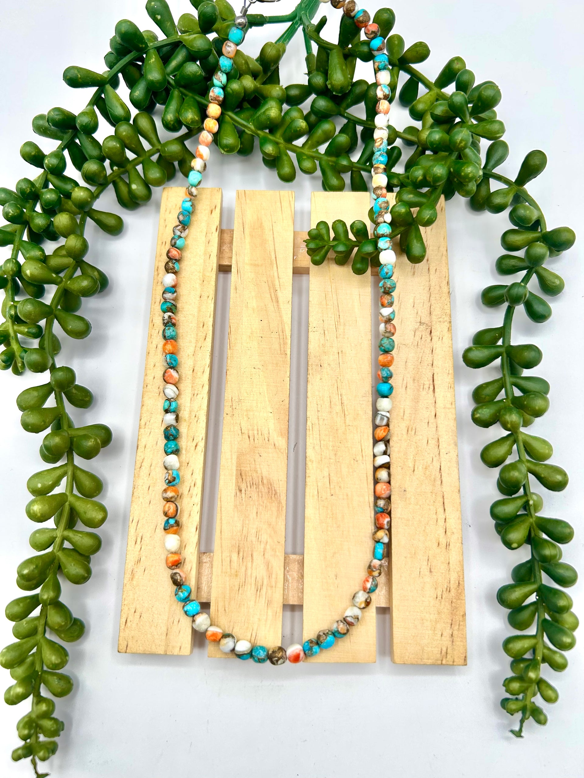 Native American Strung Mohave Turquoise & Sterling Silver Necklace