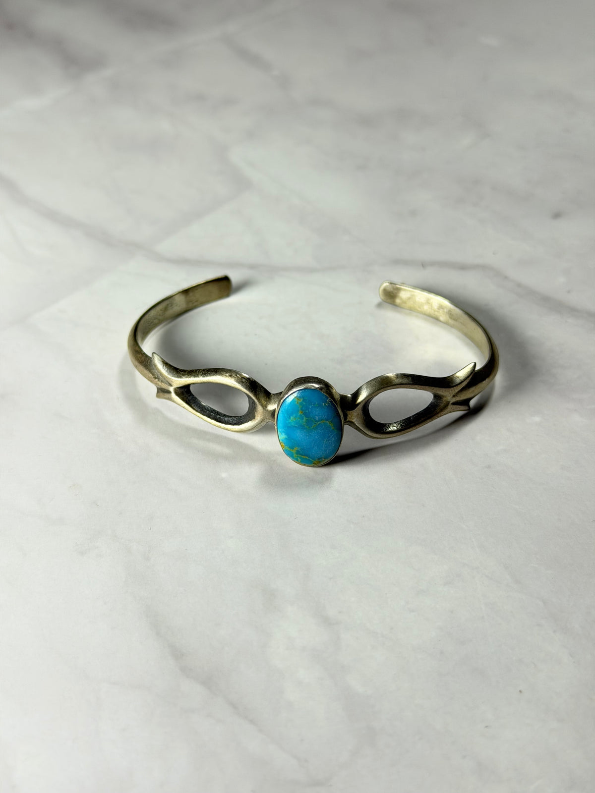 Navajo Made Royston Turquoise & Sterling Silver Cuff Bracelet