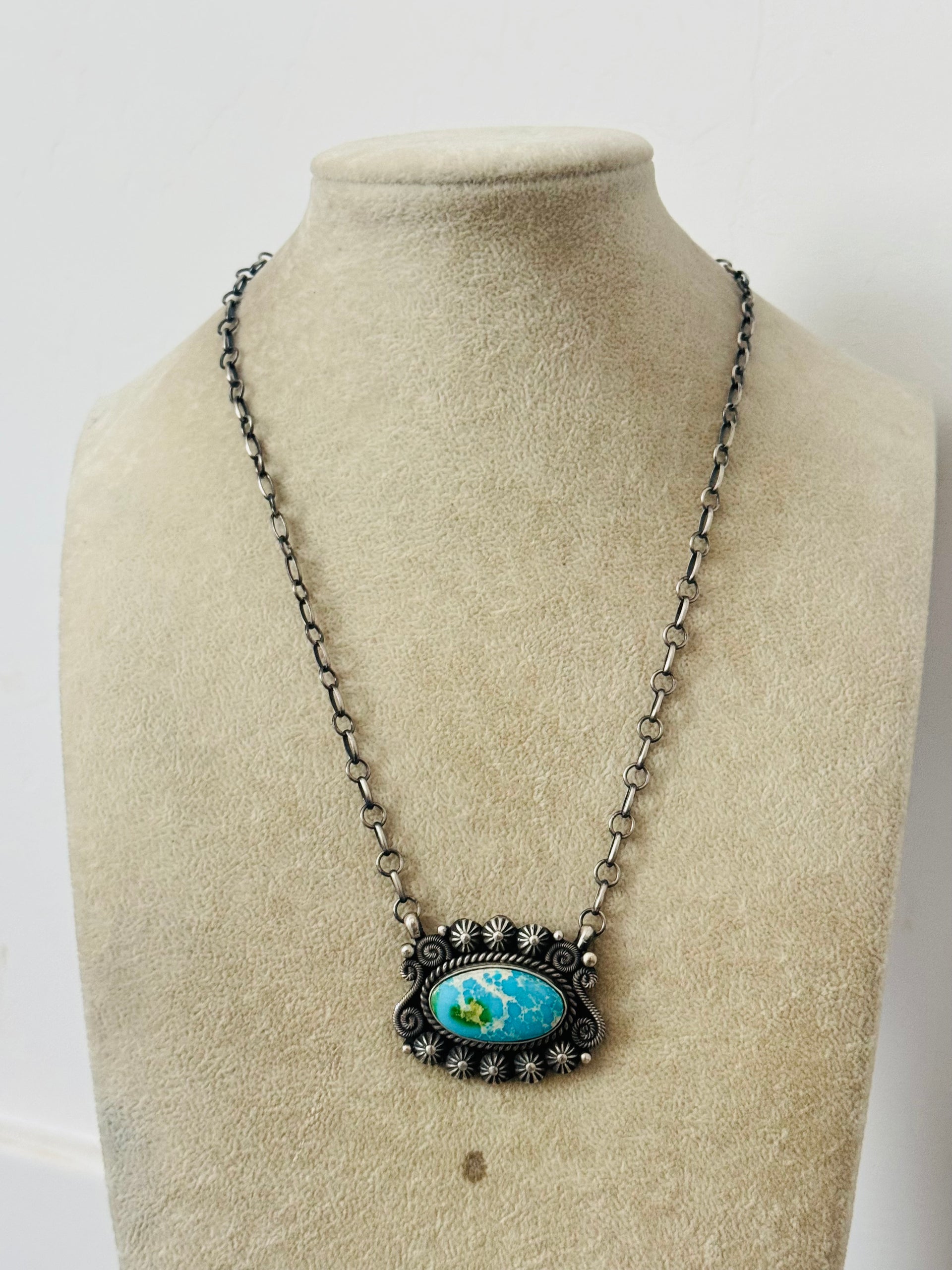 Ray Calladitto Sonoran Mountain Turquoise& Sterling Sliver Necklace