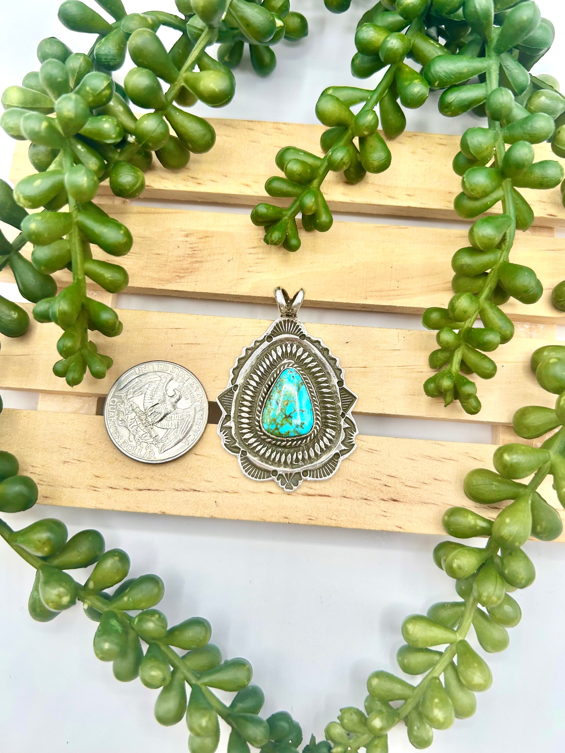 Leonard Maloney Kingman Web Turquoise & Sterling Silver Pendant