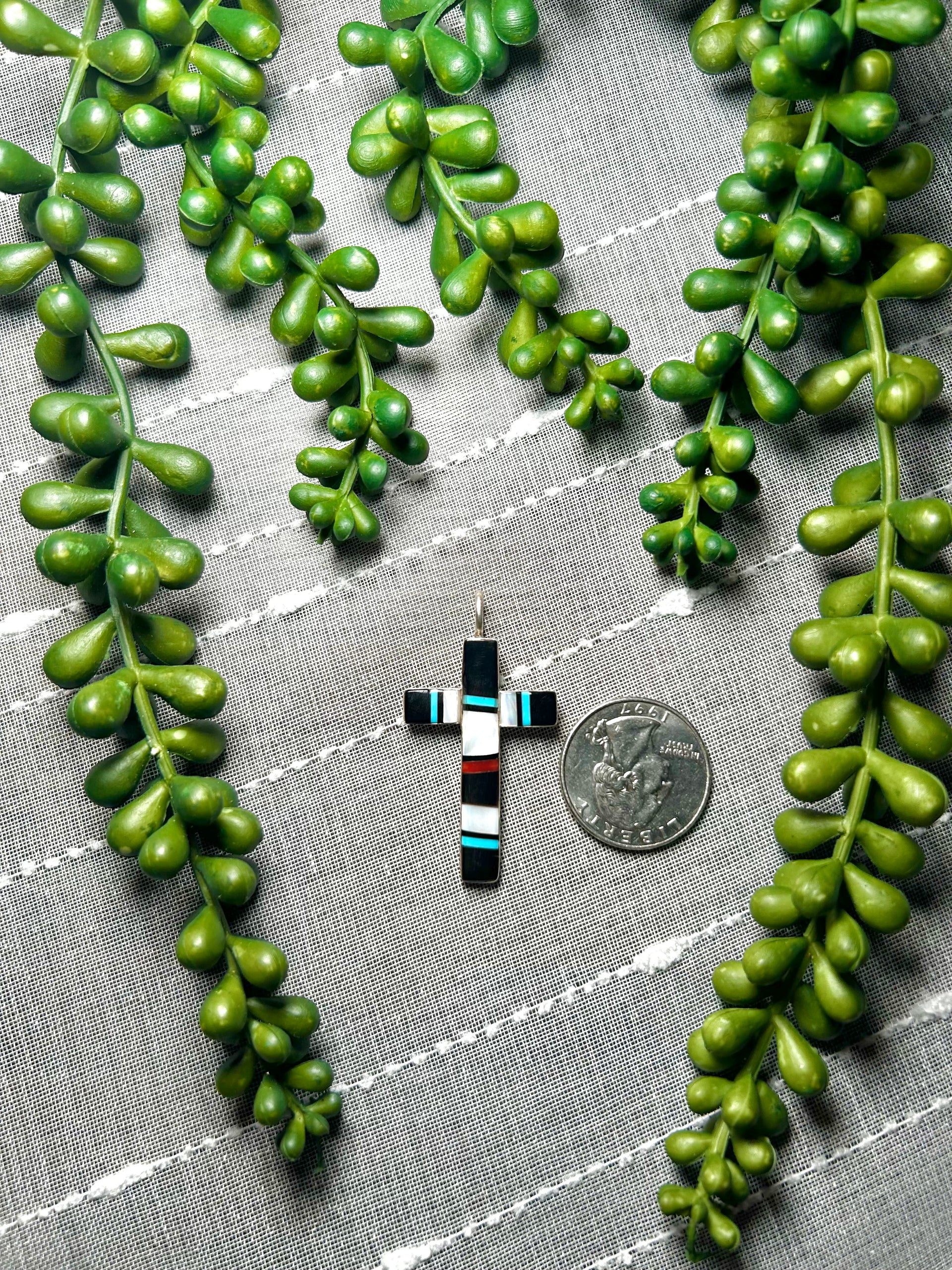 Zuni Made Multi Stone & Sterling Silver Pendant