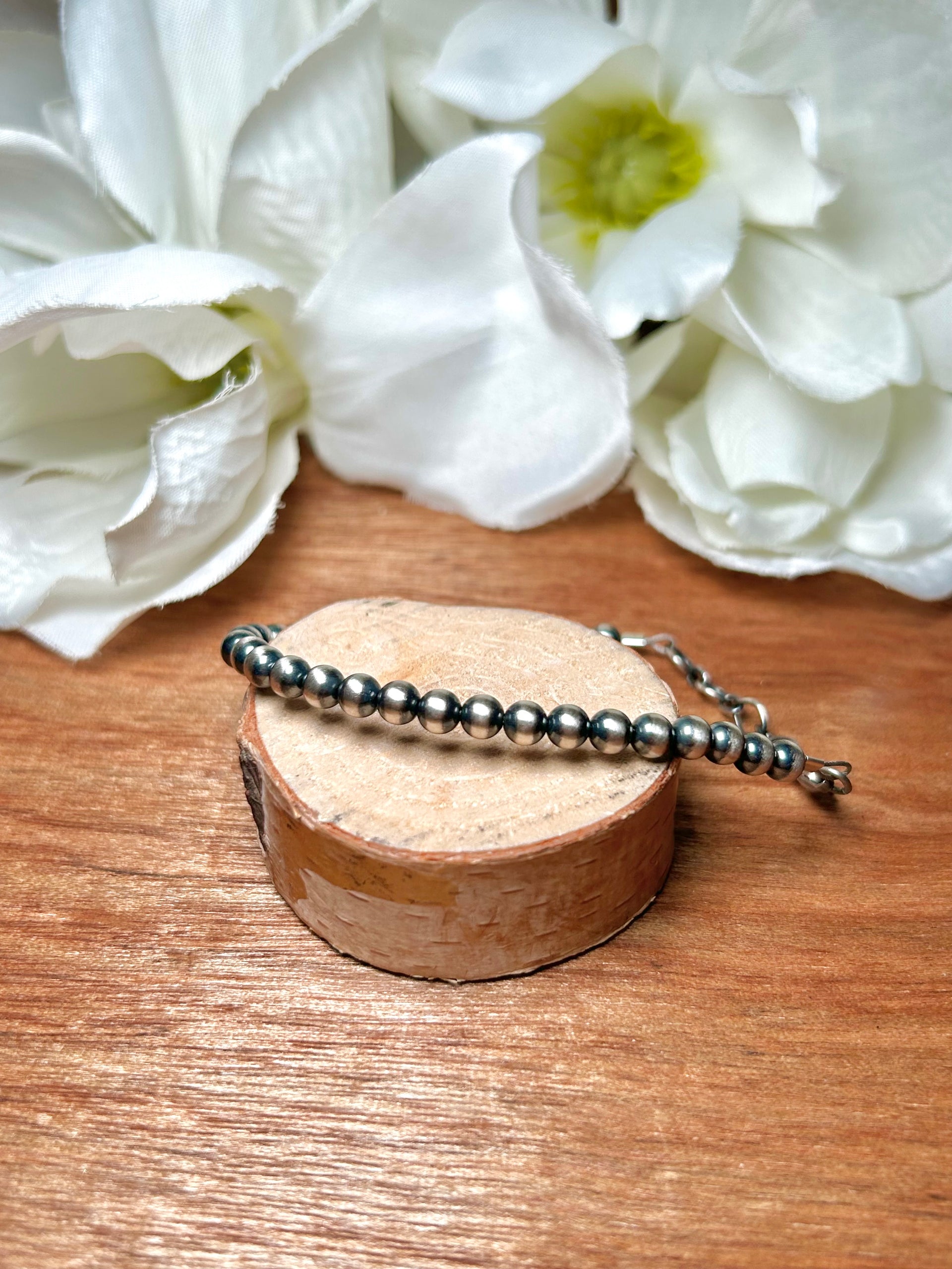 Navajo Strung 5 MM Sterling Silver Bracelet