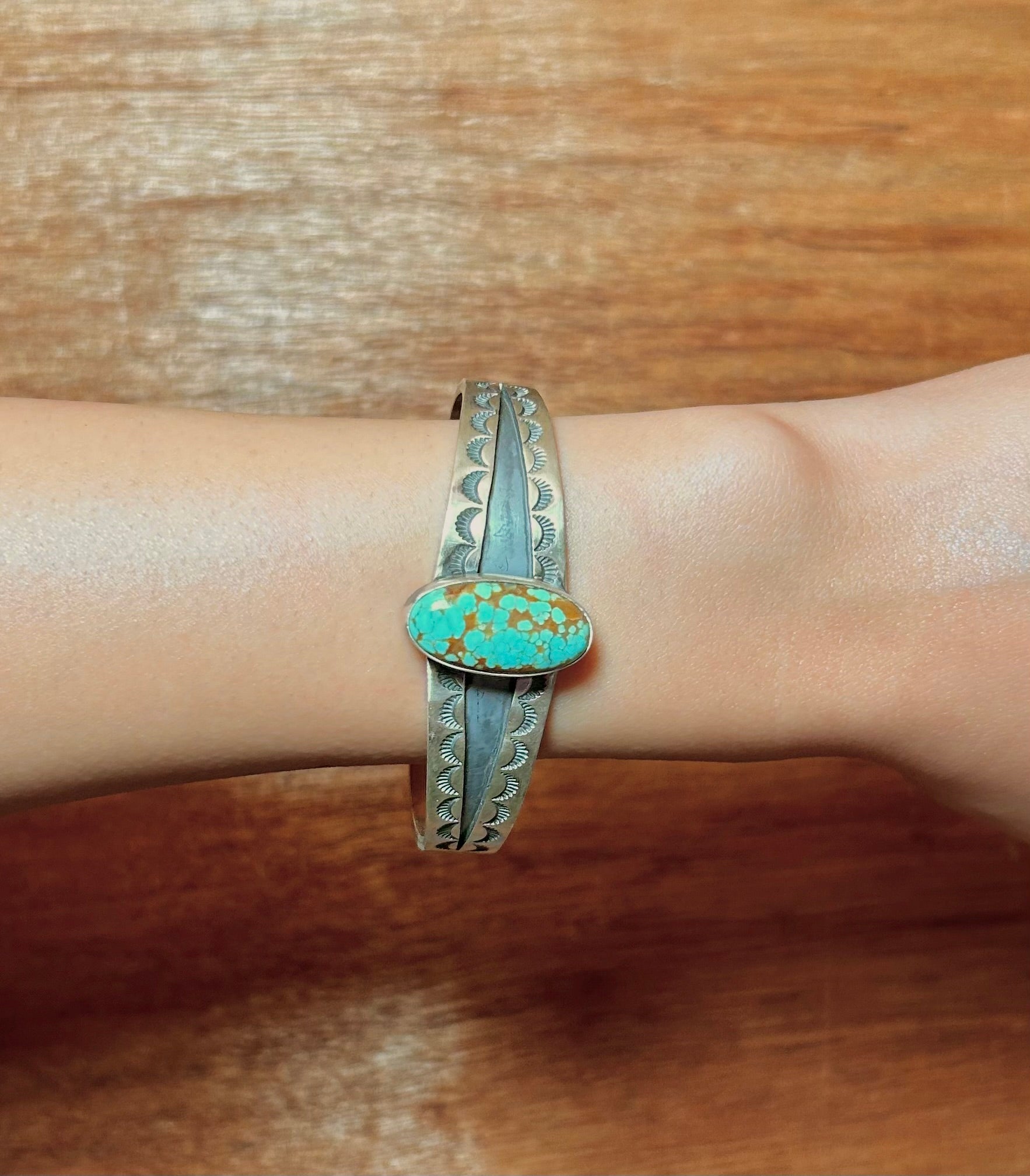 Mark Yazzie Number 8 Turquoise & Sterling Silver Cuff Bracelet