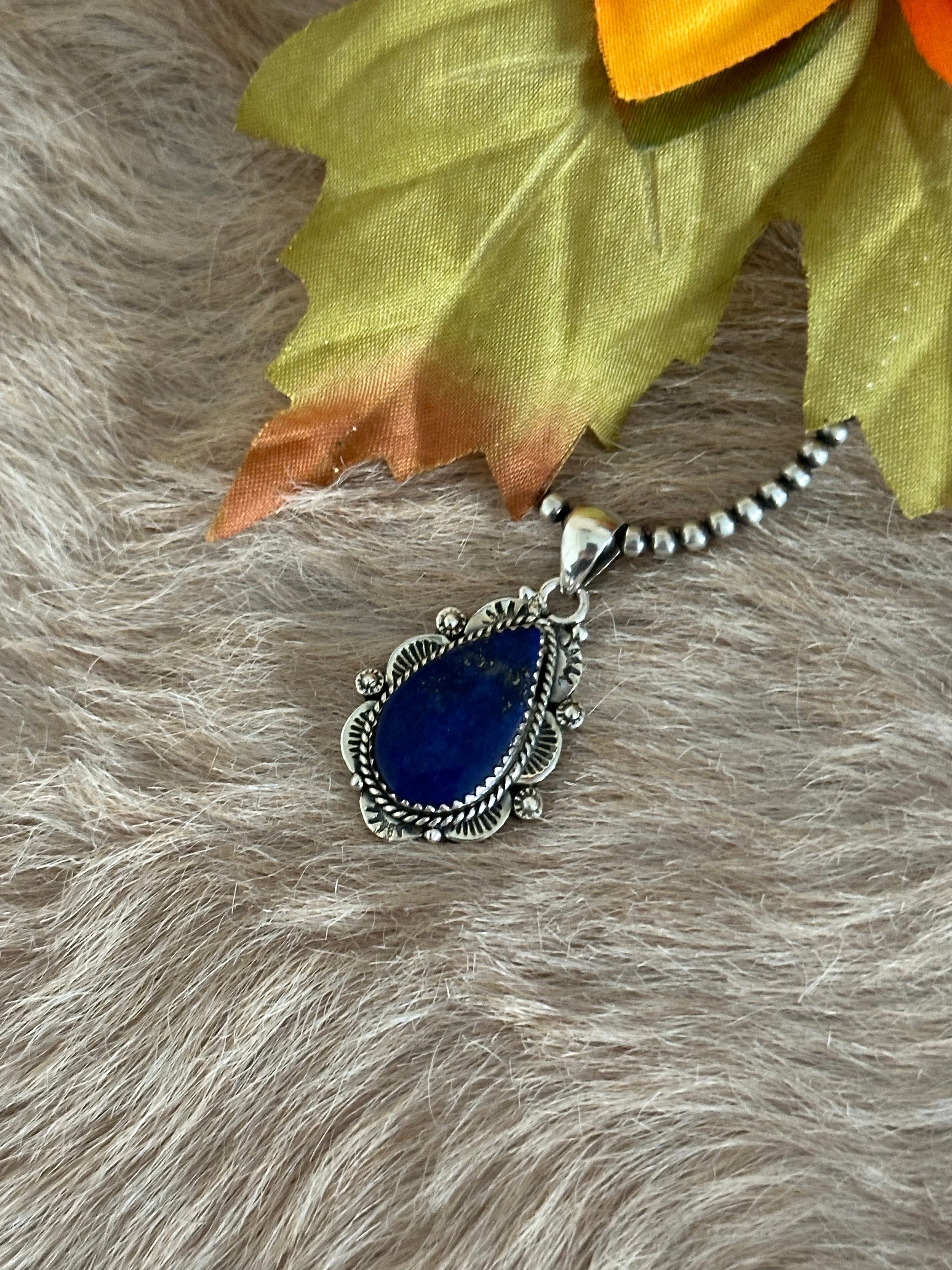 Southwest Handmade Lapis & Sterling Silver Pendant