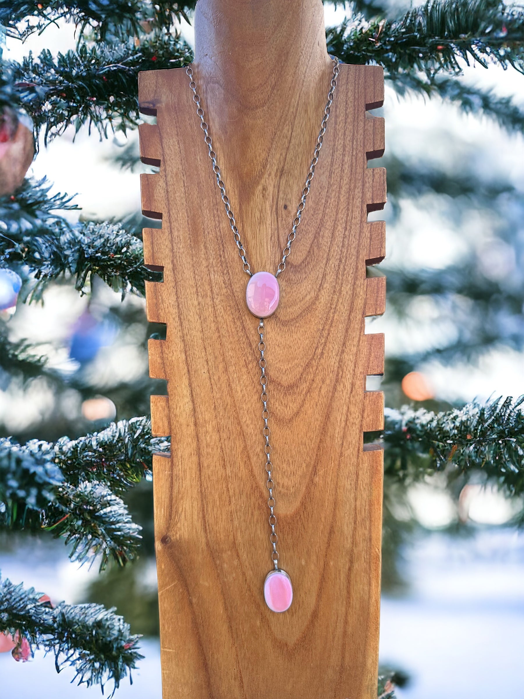 Alfred Martinez Pink Conch & Sterling Silver Lariat Necklace