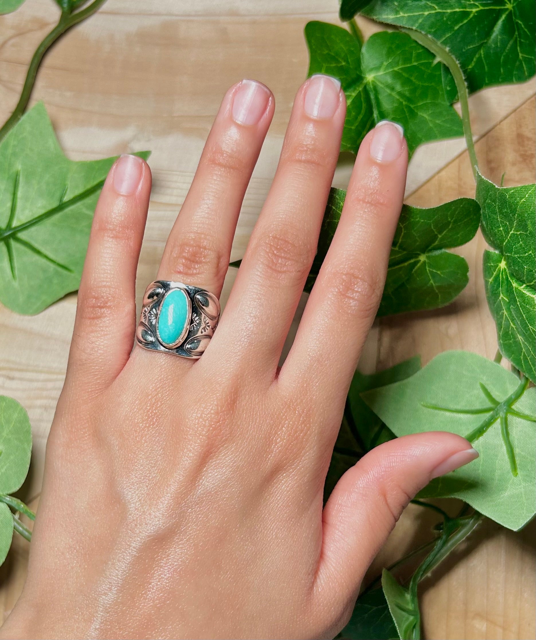 Kobe Martinez Kingman Turquoise & Sterling Silver Ring Size 7