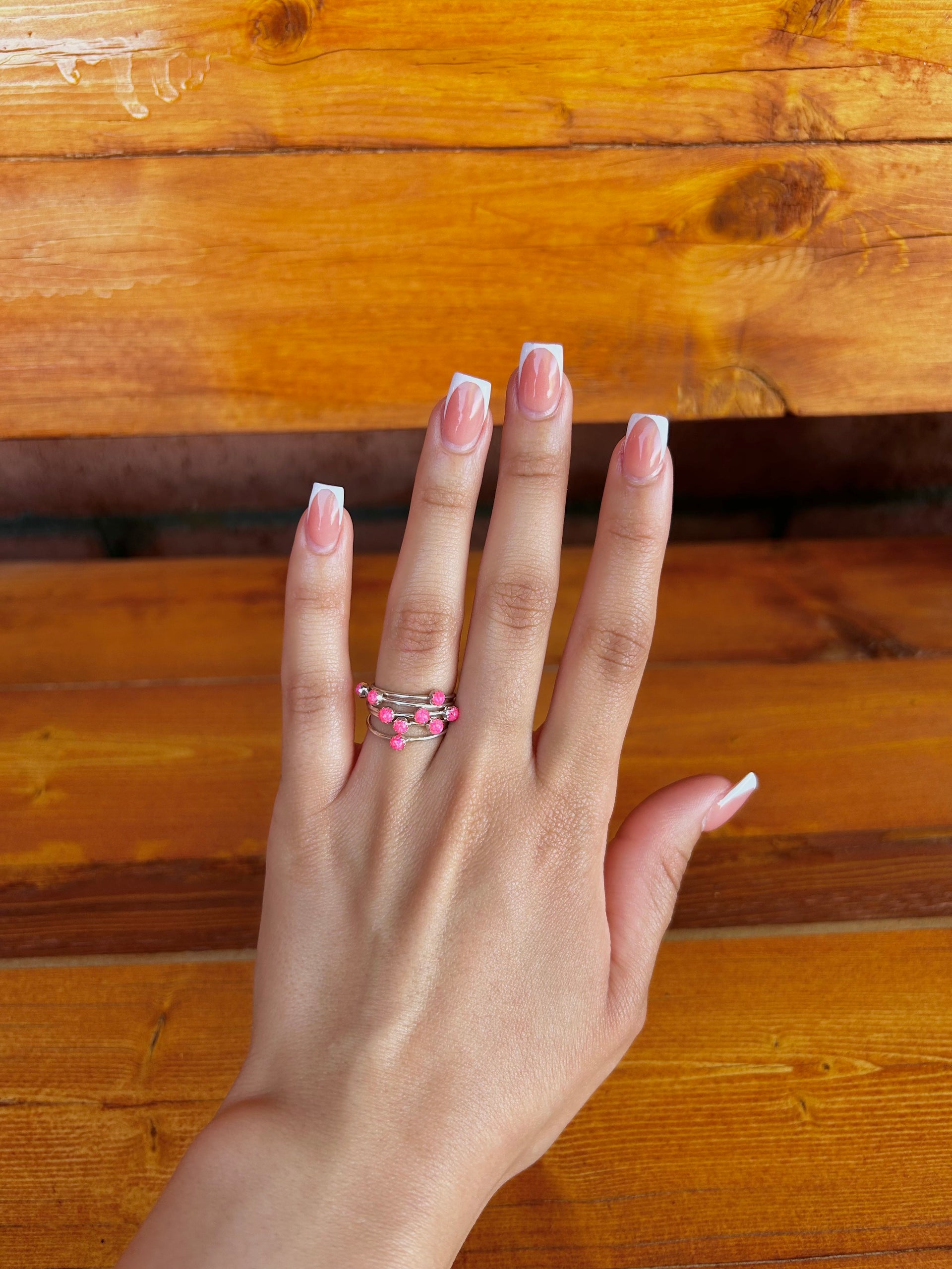 Navajo Made Pink Opal & Sterling Silver Ring