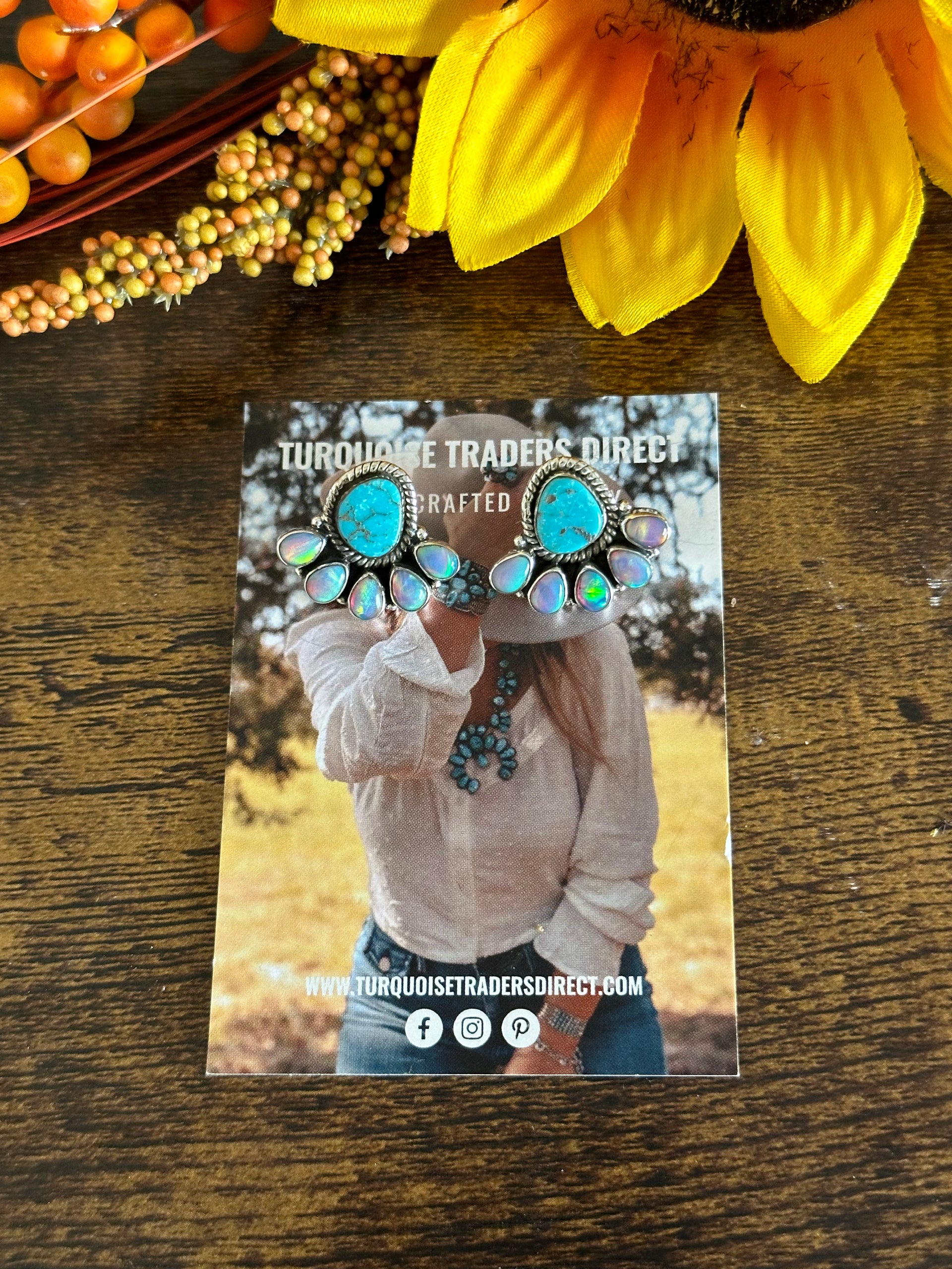 Southwest Handmade Multi Stone & Sterling Silver Post Earrings