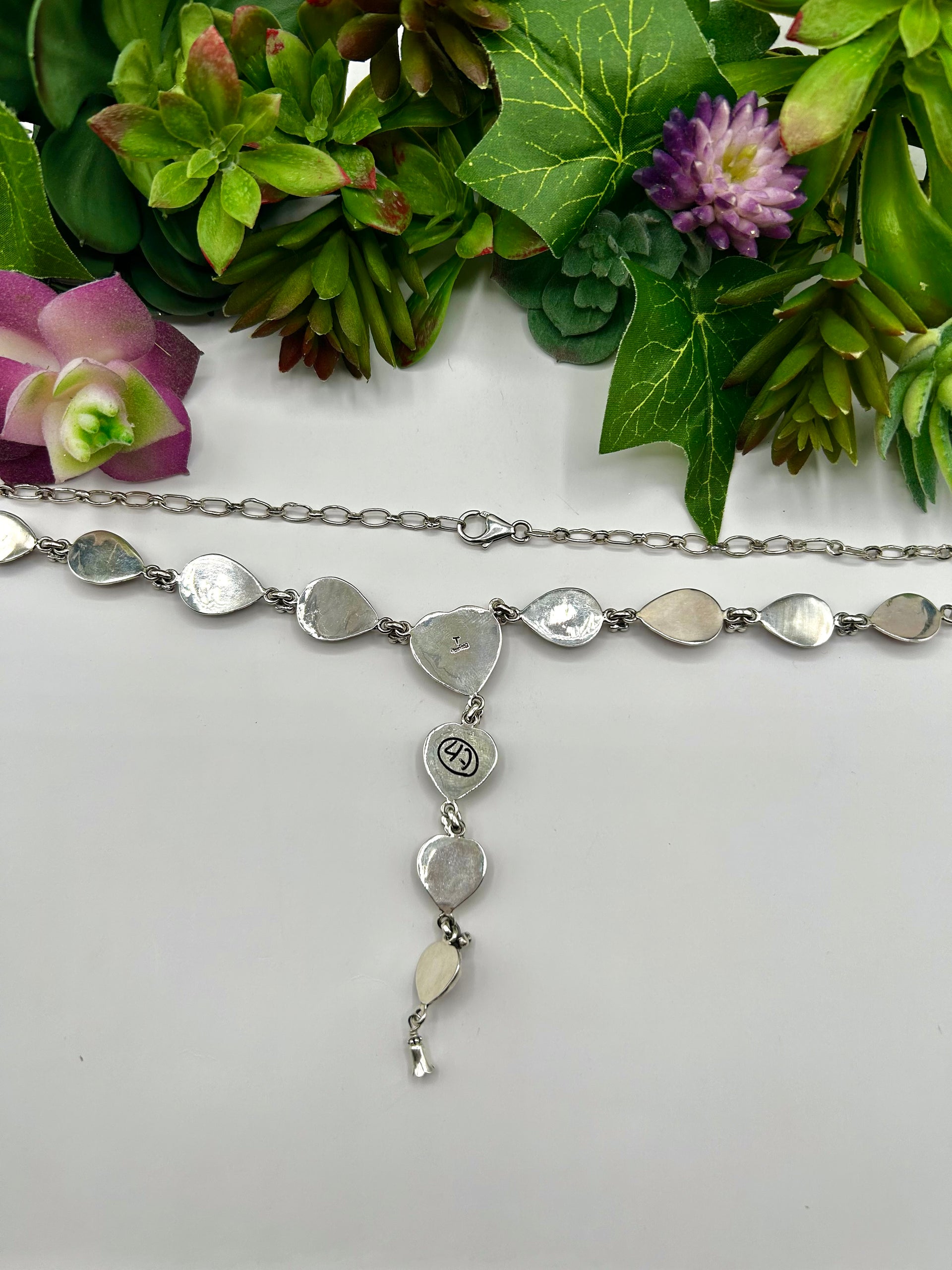 Navajo Made Pink Conch & Sterling Silver Necklace