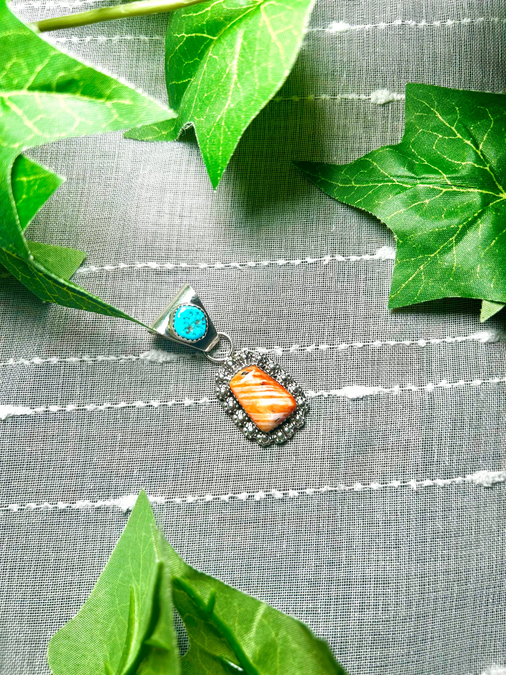 Navajo Made Multi Stone & Sterling Silver Pendant