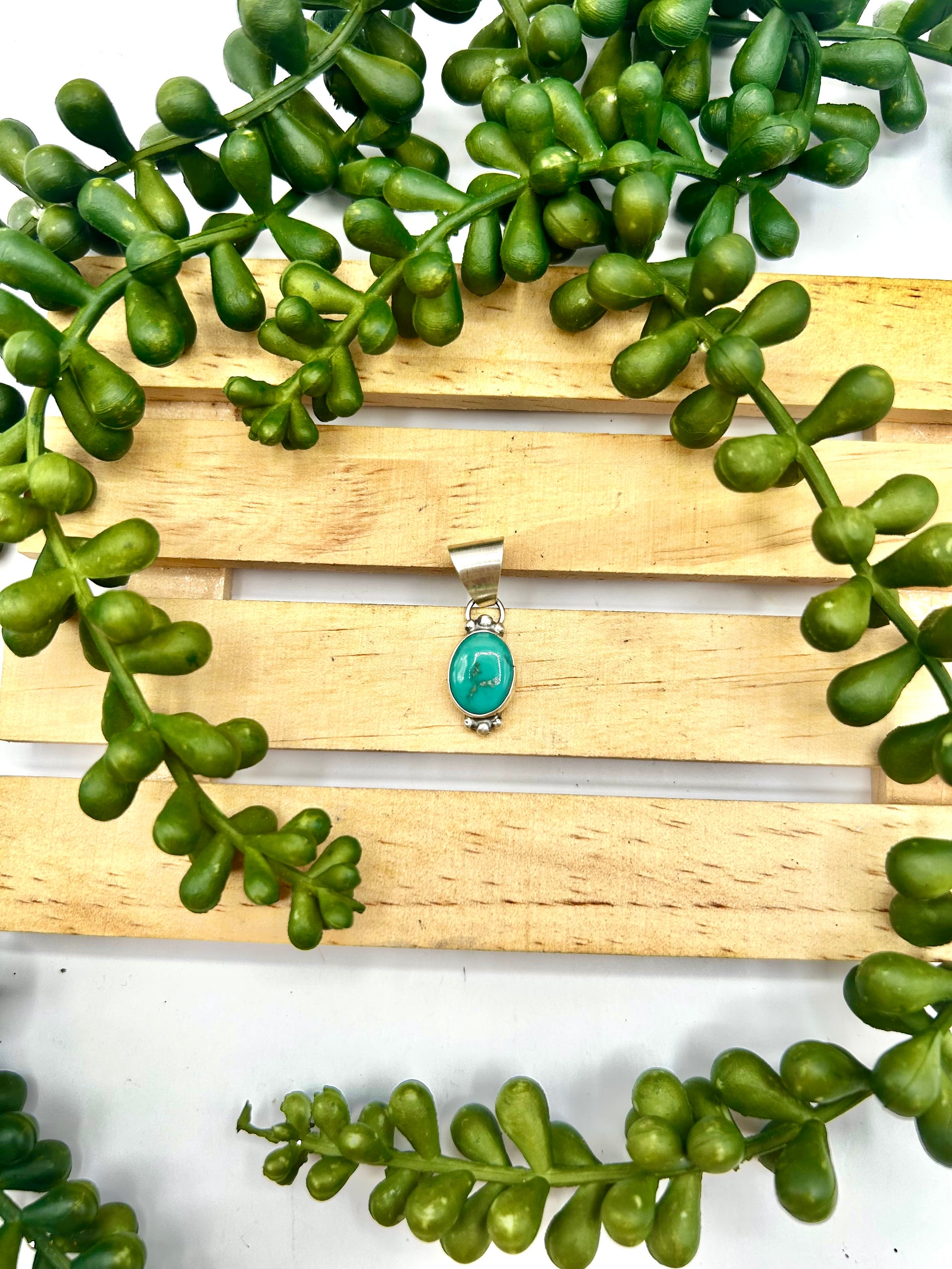 Navajo Made Kingman Turquoise & Sterling Silver Pendant