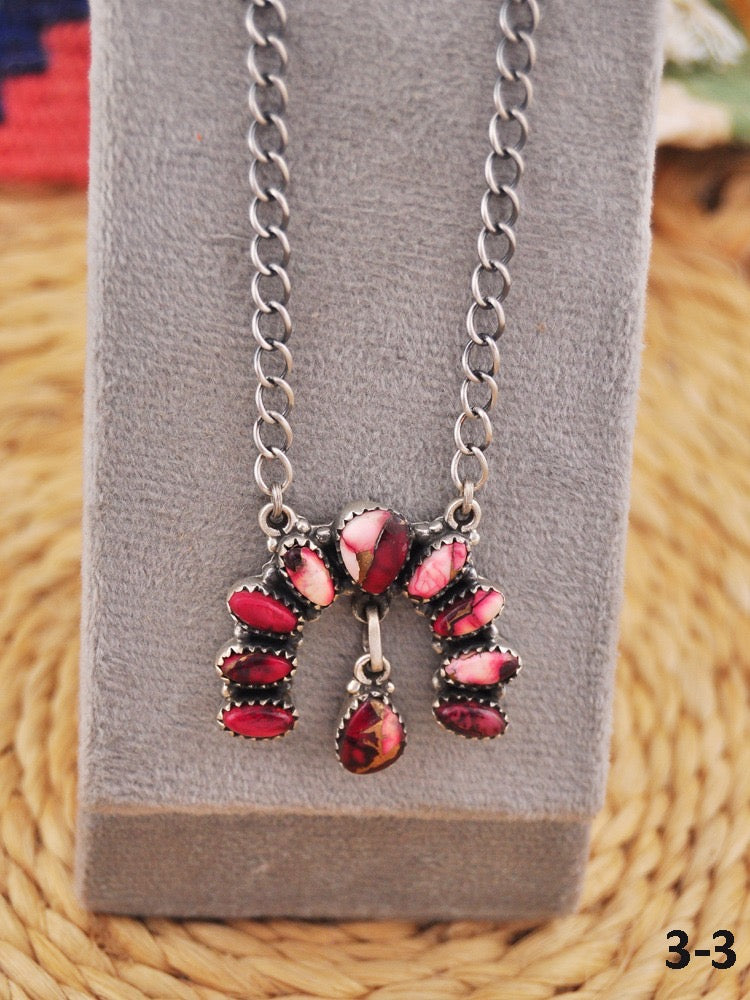 Southwest Made Rose Dahlia & Sterling Silver Necklace