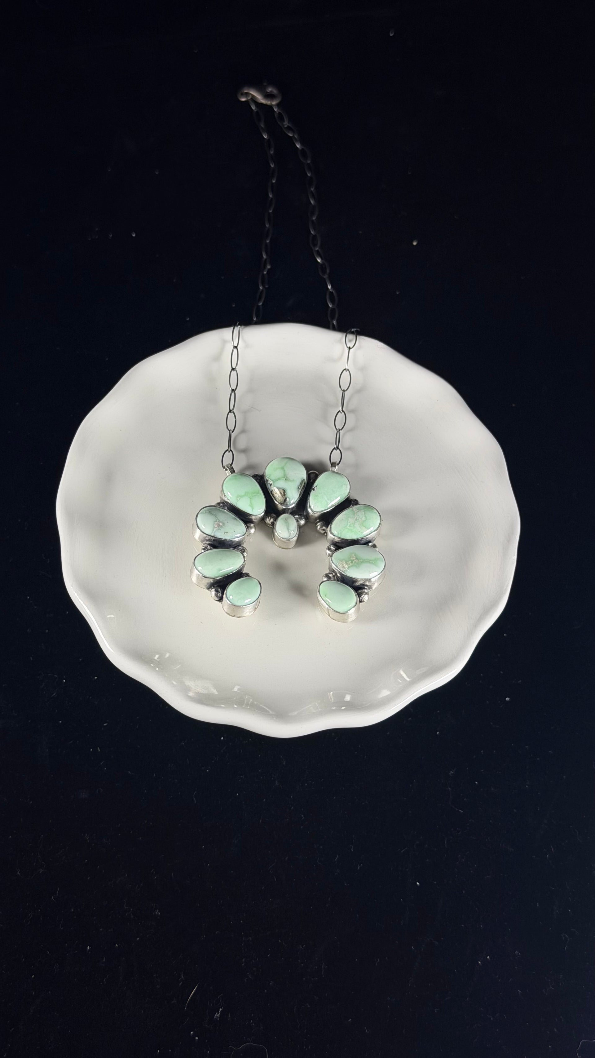 Cordell Platero Paloma Variscite & Sterling Silver Naja Cluster Necklace