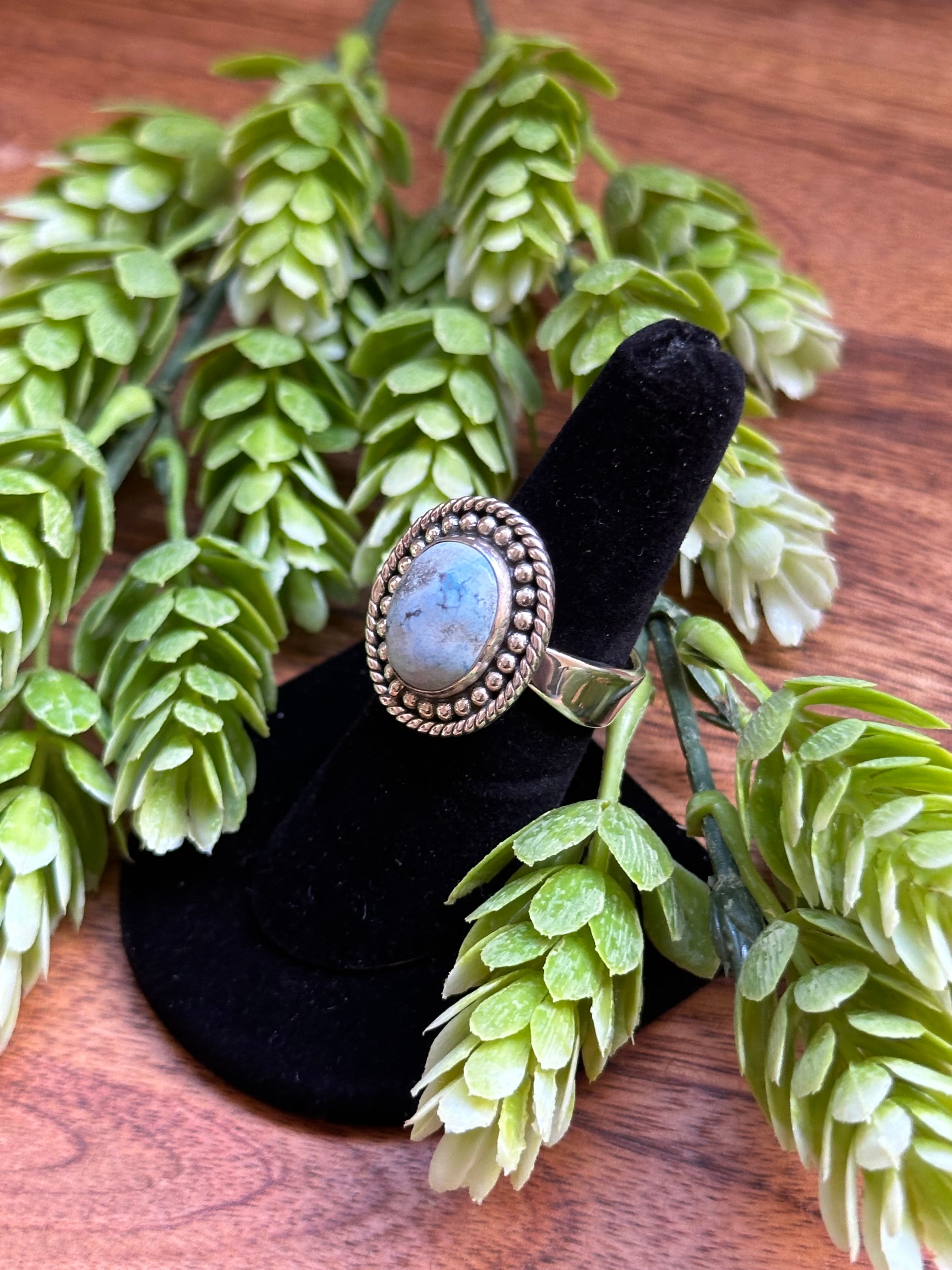 Southwest Handmade Golden Hills Turquoise & Sterling Silver Adjustable Ring